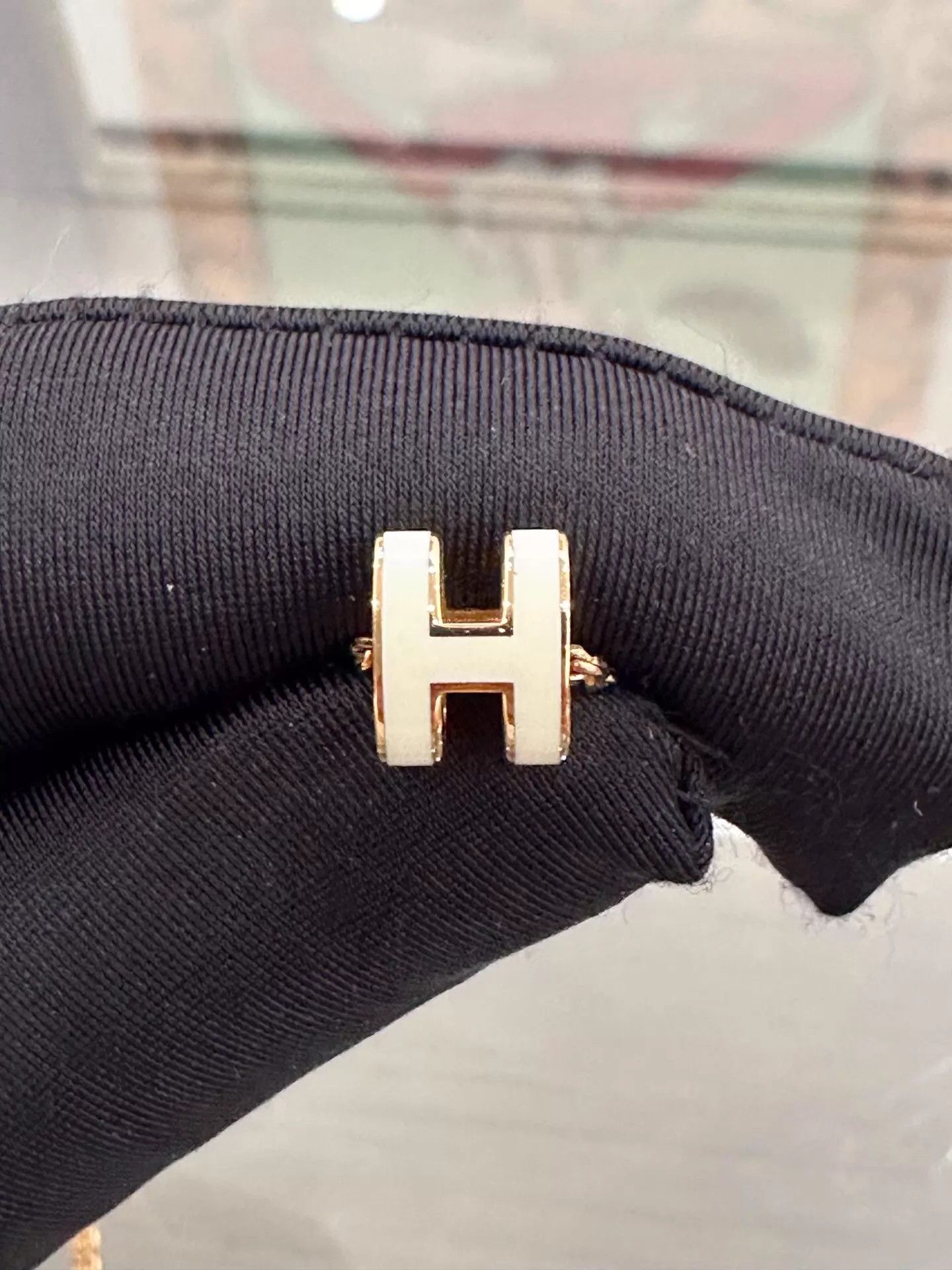 Hermes Hermes Pop H Mini White Enamel H Rose Gold 40cm Necklace Size ONE SIZE - 4 Thumbnail