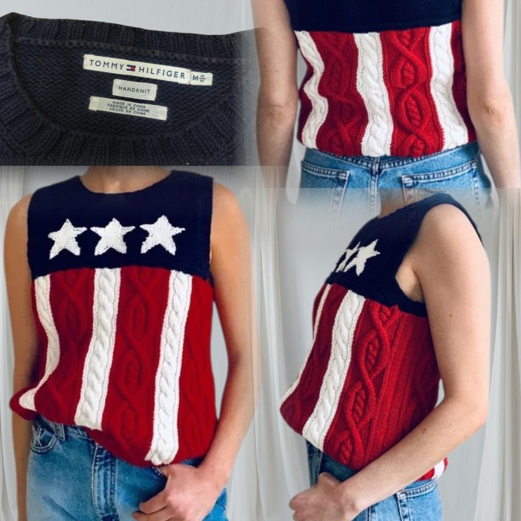 Tommy Hilfiger Vintage Tommy Hilfiger Cable Knit American Sweater Vest Size M / US 6-8 / IT 42-44 - 1 Thumbnail