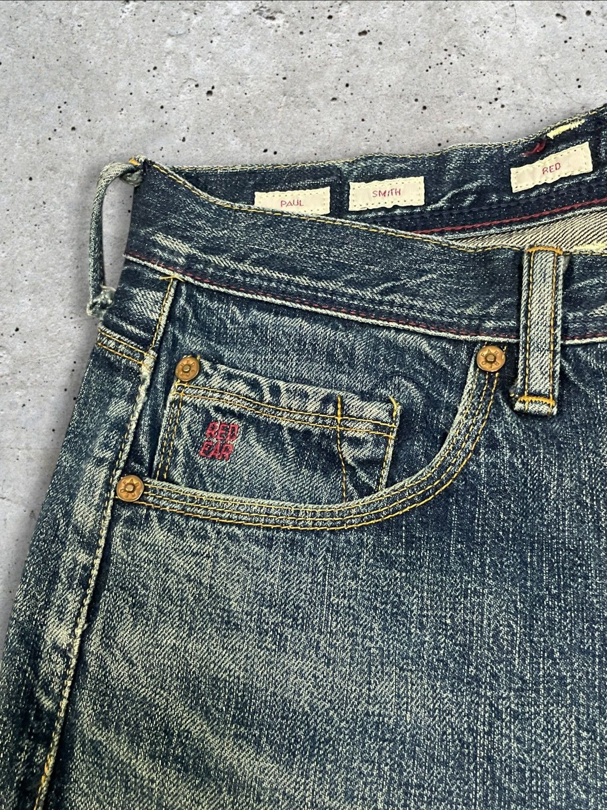 Paul Smith Paul Smith Red Ear Crazy Denim Selvedge Red Devil Torn Jeans Size US 30 / EU 46 - 12 Thumbnail