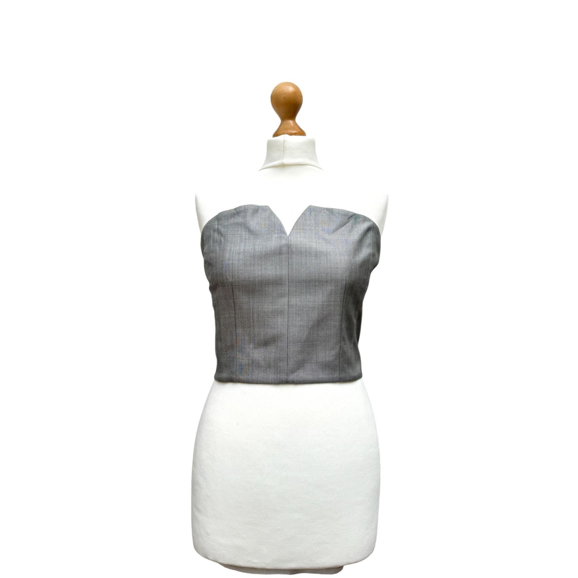 Yves Saint Laurent Grey Wool-Silk Bustier Top Size M / US 6-8 / IT 42-44 - 2 Thumbnail