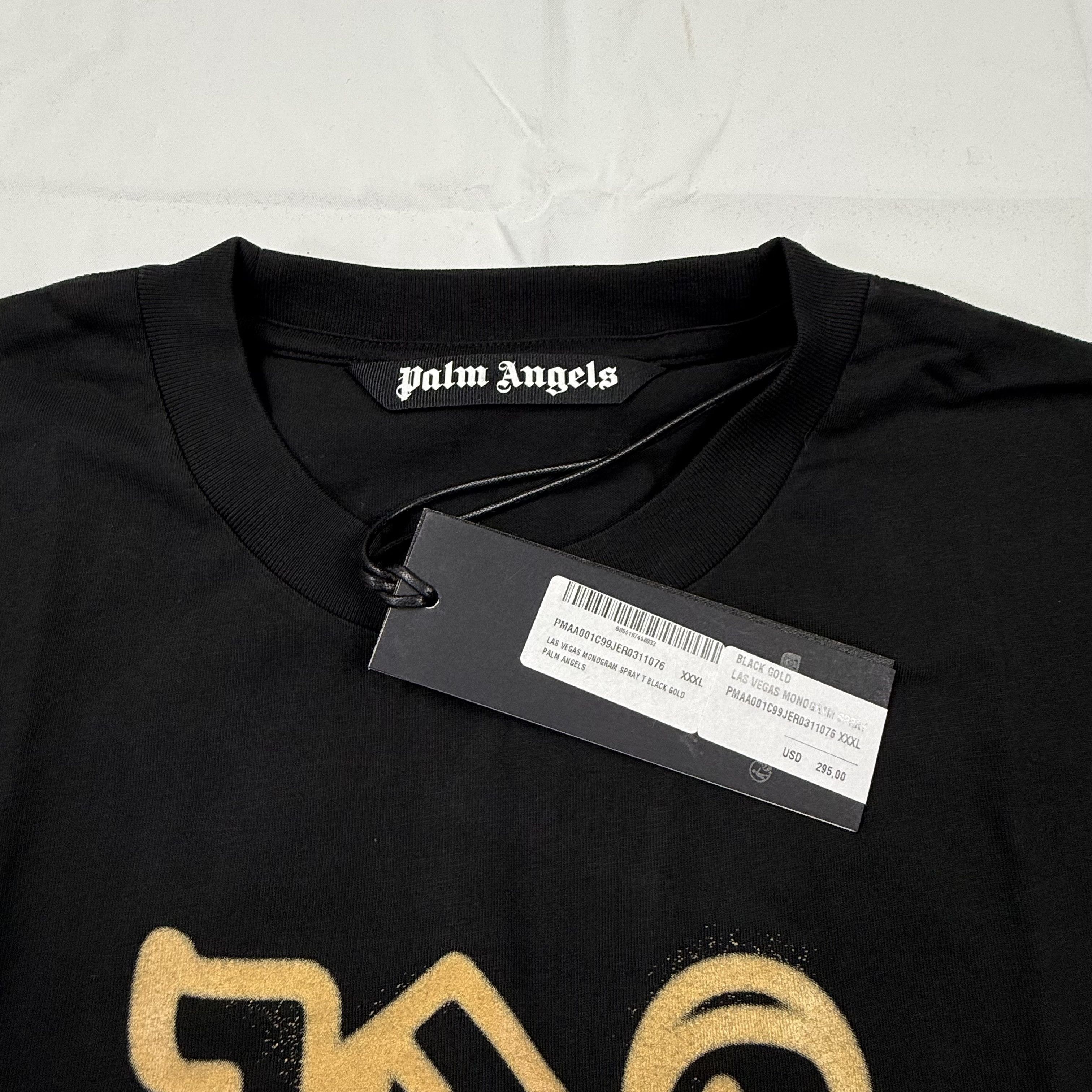 Palm Angels Palm Angels Las Vegas Monogram Spray T-Shirt Black Gold XXXL Size US XXL / EU 58 / 5 - 3 Thumbnail