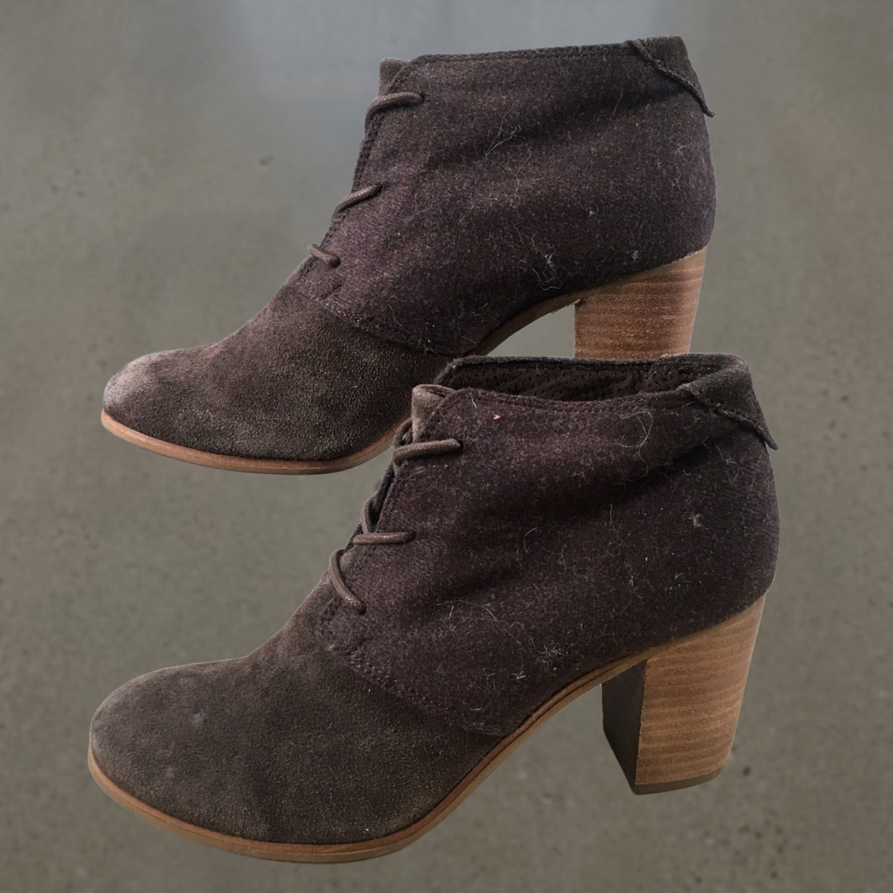 Toms TOMS Boots Womens 9.5 Desert Lace Up Block Heels Ankle Booties Brown Fabric Boots Casual Size US 10 / IT 40 - 1 Thumbnail