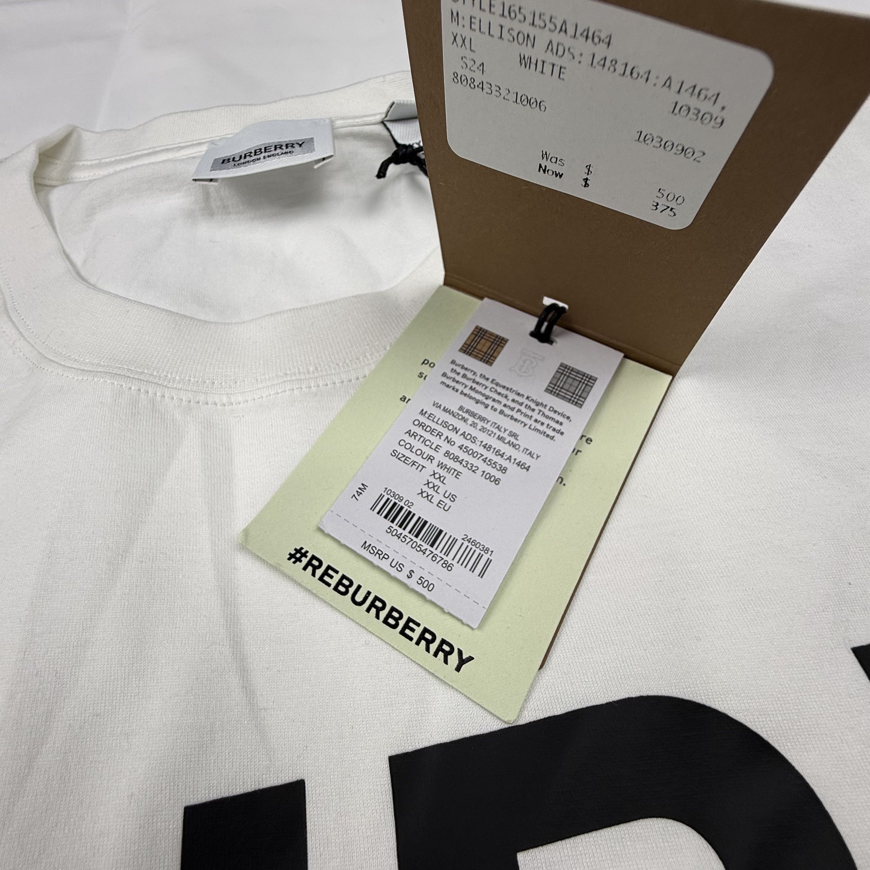 Burberry Burberry Ellison Horseferry Print White Cotton T-Shirt XXL Size US XXL / EU 58 / 5 - 3 Thumbnail