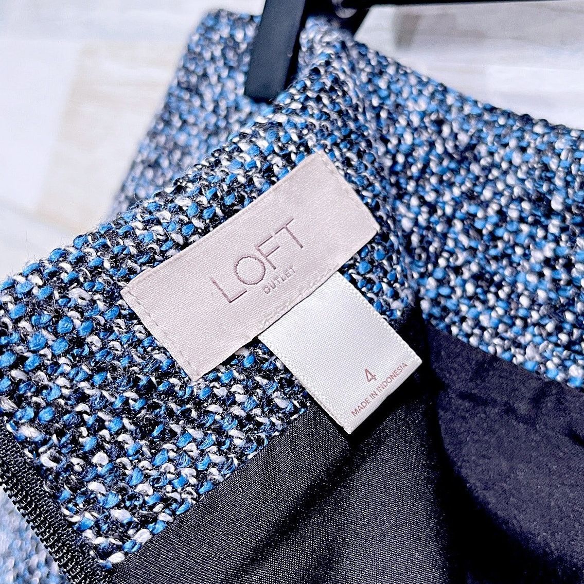 Loft LOFT Tweed Mini A Line Pencil Skirt Blue Black Lined 4 Size 27" / US 4 / IT 40 - 4 Thumbnail