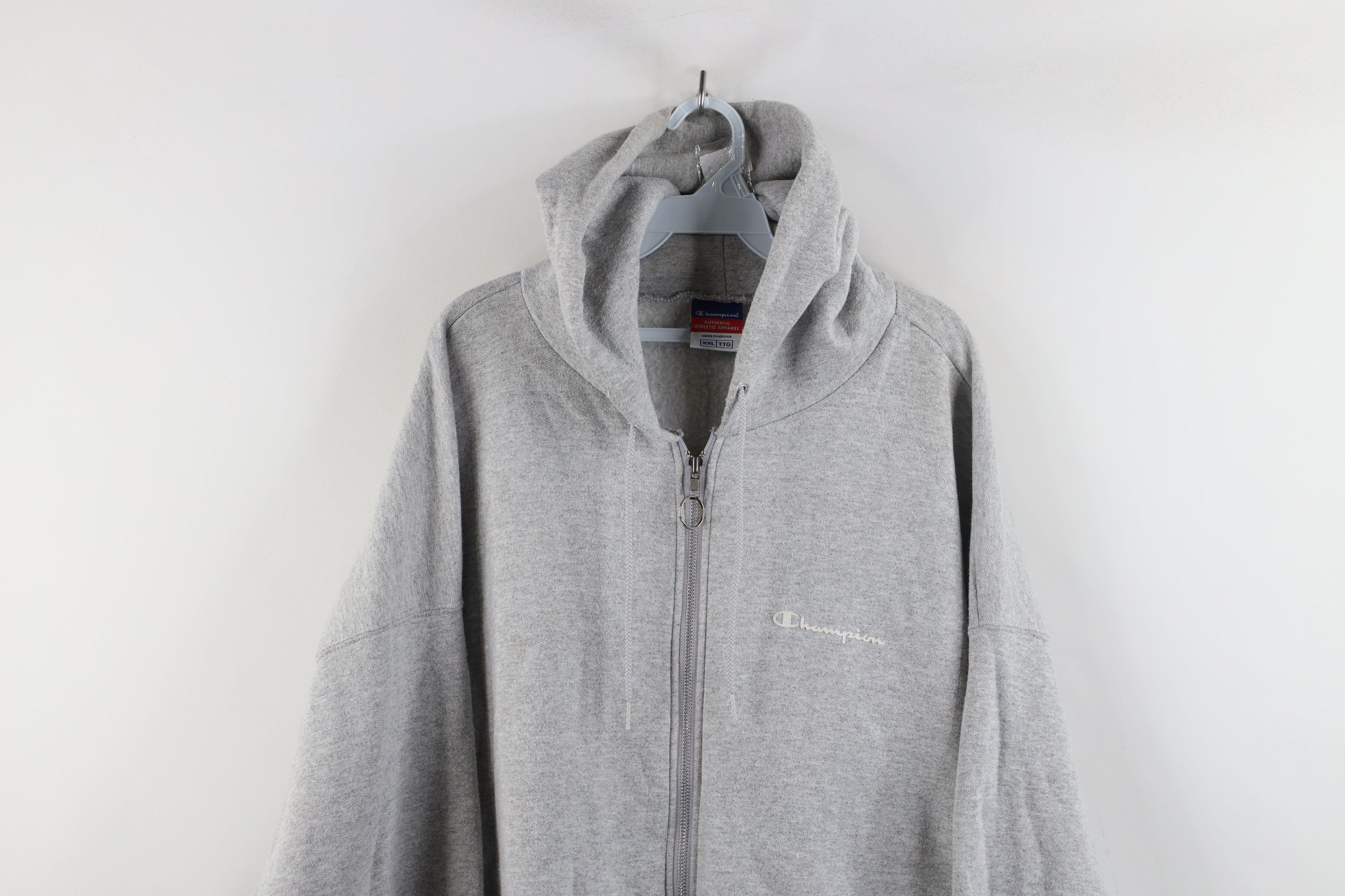 Champion × Vintage Vintage 90s Champion Full Zip Hoodie Sweatshirt Heather Gray Size US XXL / EU 58 / 5 - 2 Thumbnail