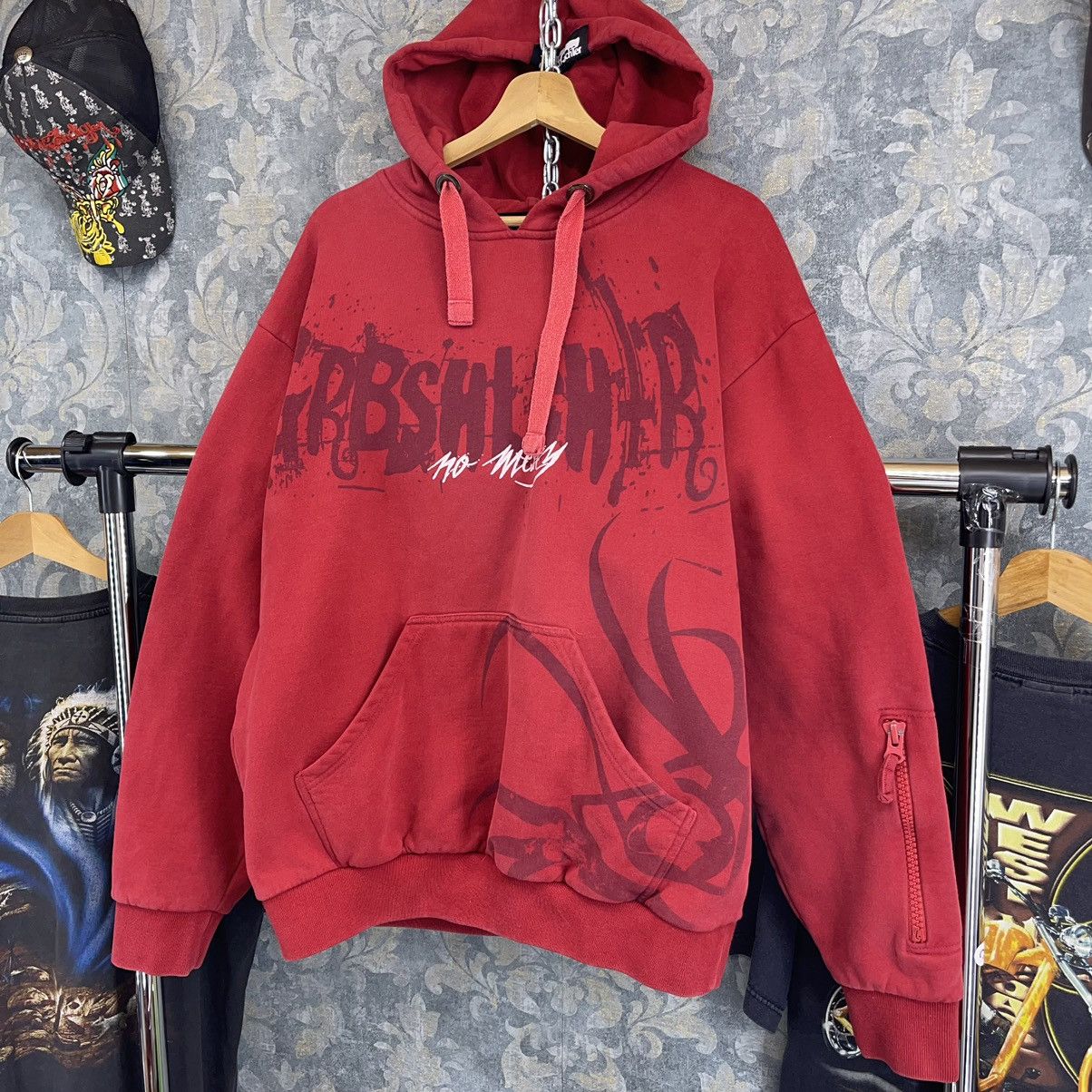 Image of Vintage Y2K Tribal Heavy Hoodie Hardcore Opium Metal in Red, Men's (Size XL)