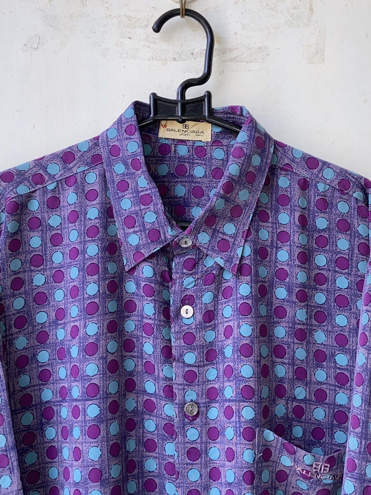Balenciaga BALENCIAGA Purple Polkadot Patterned Shirt Size US L / EU 52-54 / 3 - 4 Thumbnail
