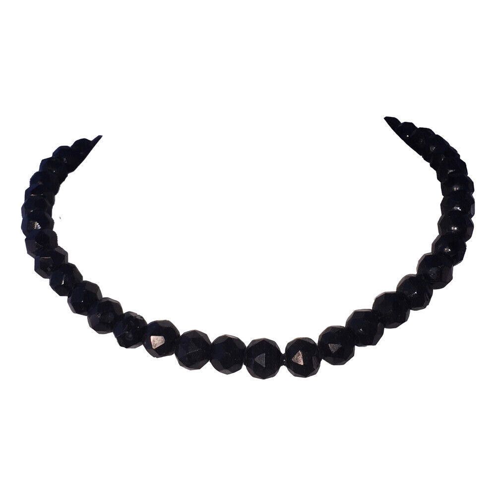 Designer Victorian French Jet Faceted Glass Bead Necklace Size ONE SIZE - 1 Thumbnail