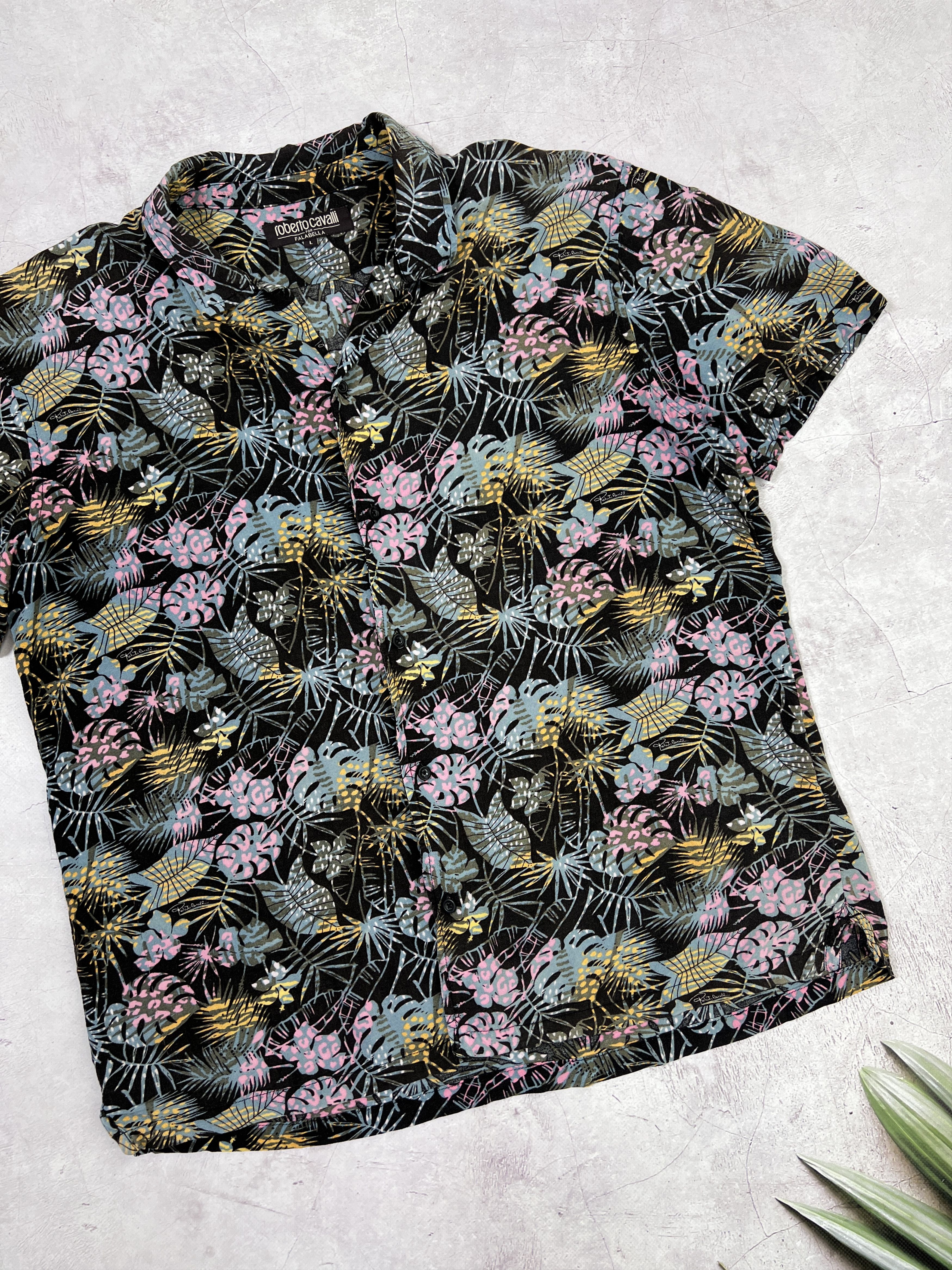 Roberto Cavalli Roberto Cavalli Hawaiian Viscose Shirt Floral Pattern Size US L / EU 52-54 / 3 - 4 Thumbnail