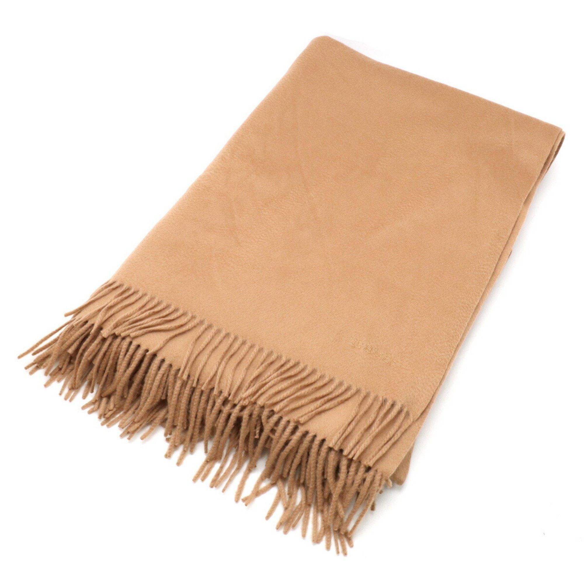 image of Hermes Large Scarf, 100% Cashmere, Camel, Brown, Women's