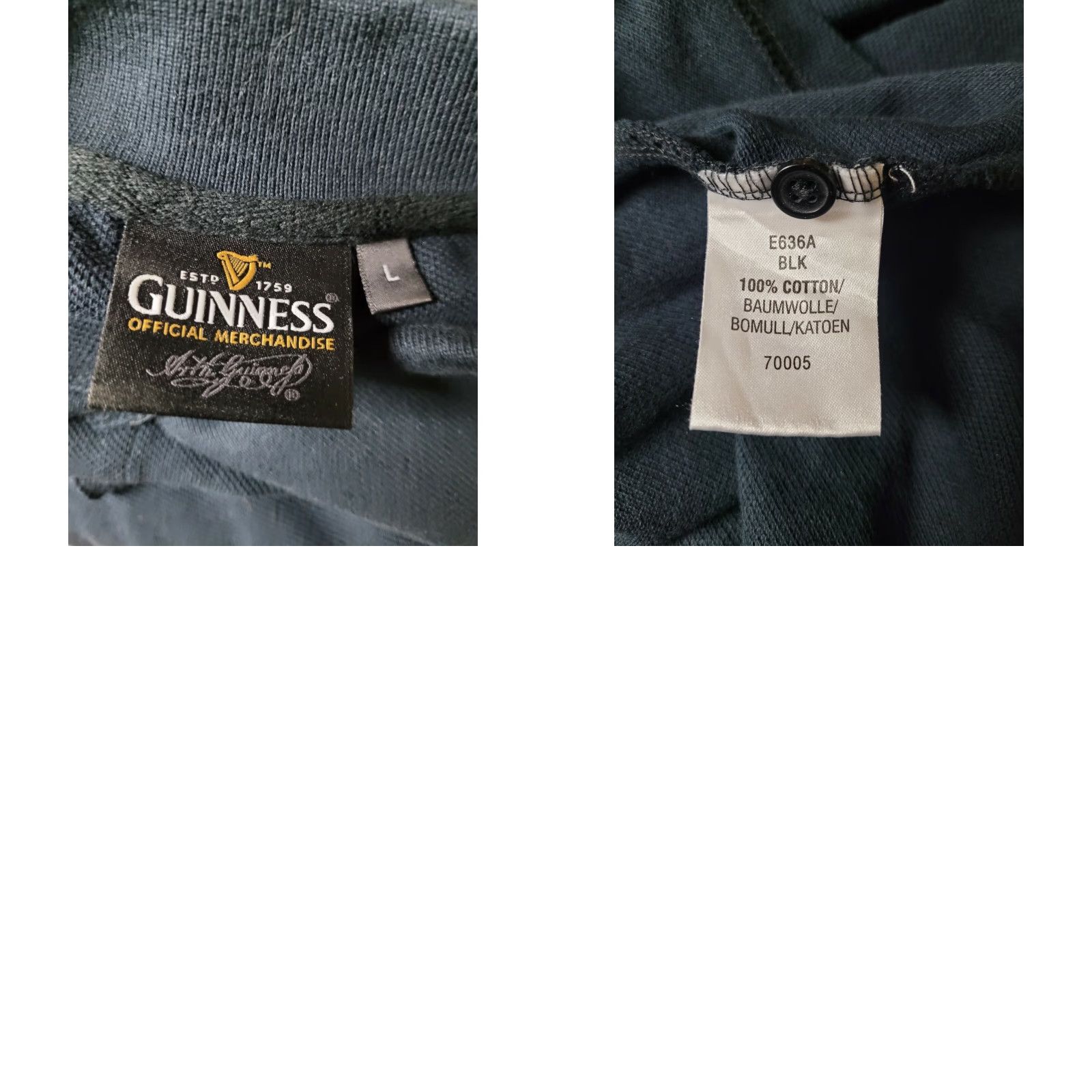 Vintage Guinness Premiership Rugby Shirt Polo Men L Black 100% Cotton Knit Collared Sewn Jumper Jersey Shirt Size US L / EU 52-54 / 3 - 8 Thumbnail