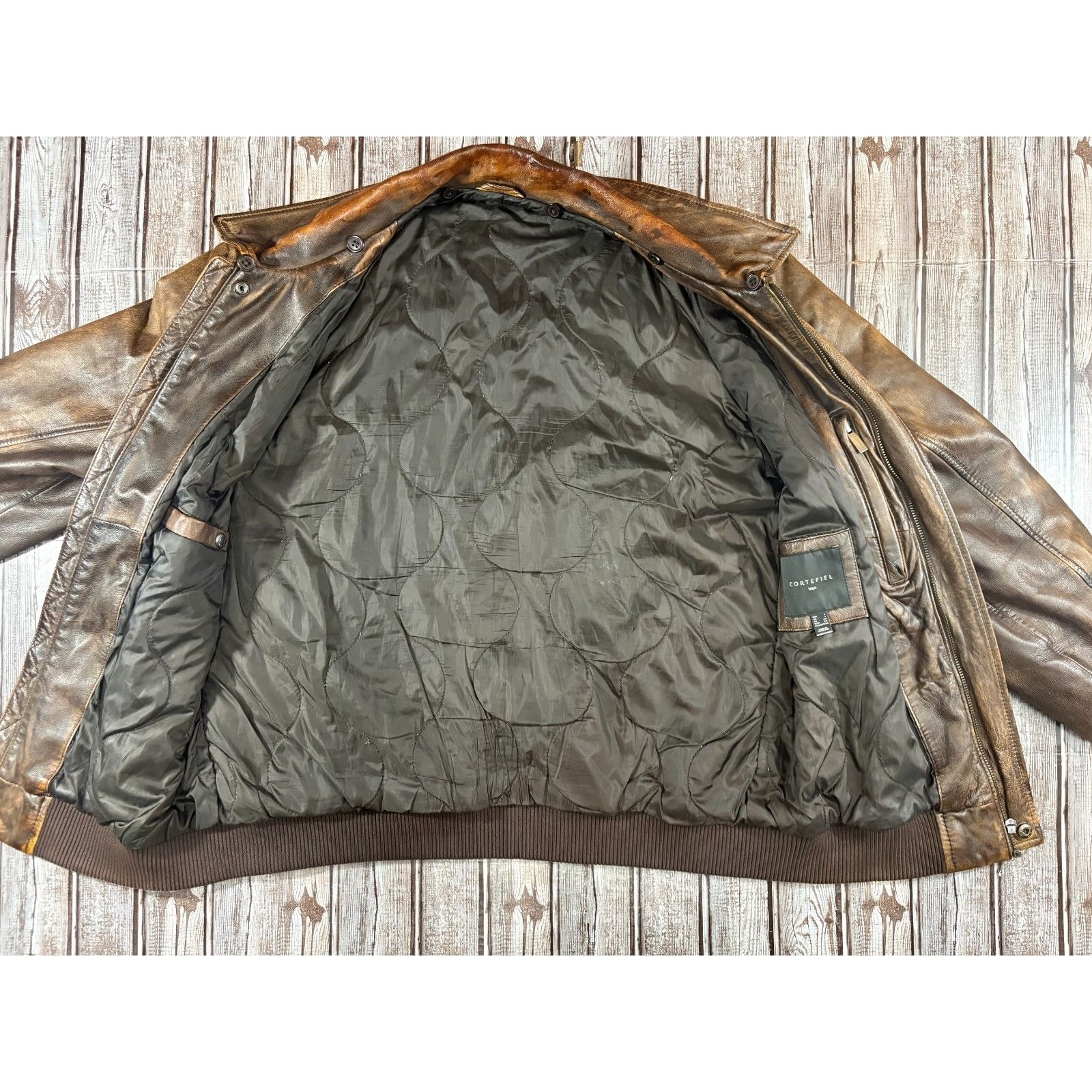 Other Cortefiel soft Leather bomber Jacket size 46 / XL US color B Size US XL / EU 56 / 4 - 3 Thumbnail
