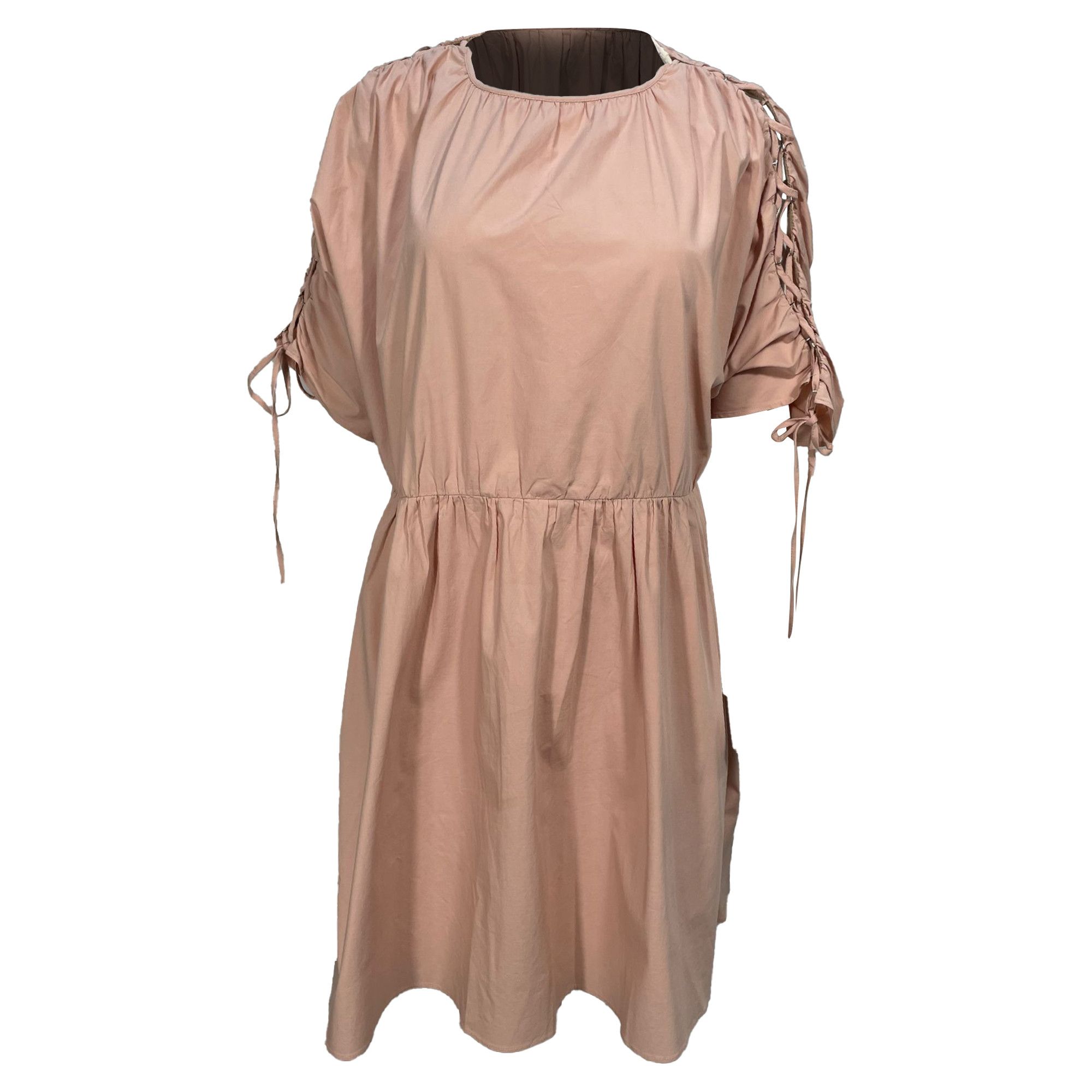 RED Valentino Red Valentino Lace-Up Mini Dress in Pink Cotton Size M / US 6-8 / IT 42-44 - 1 Thumbnail