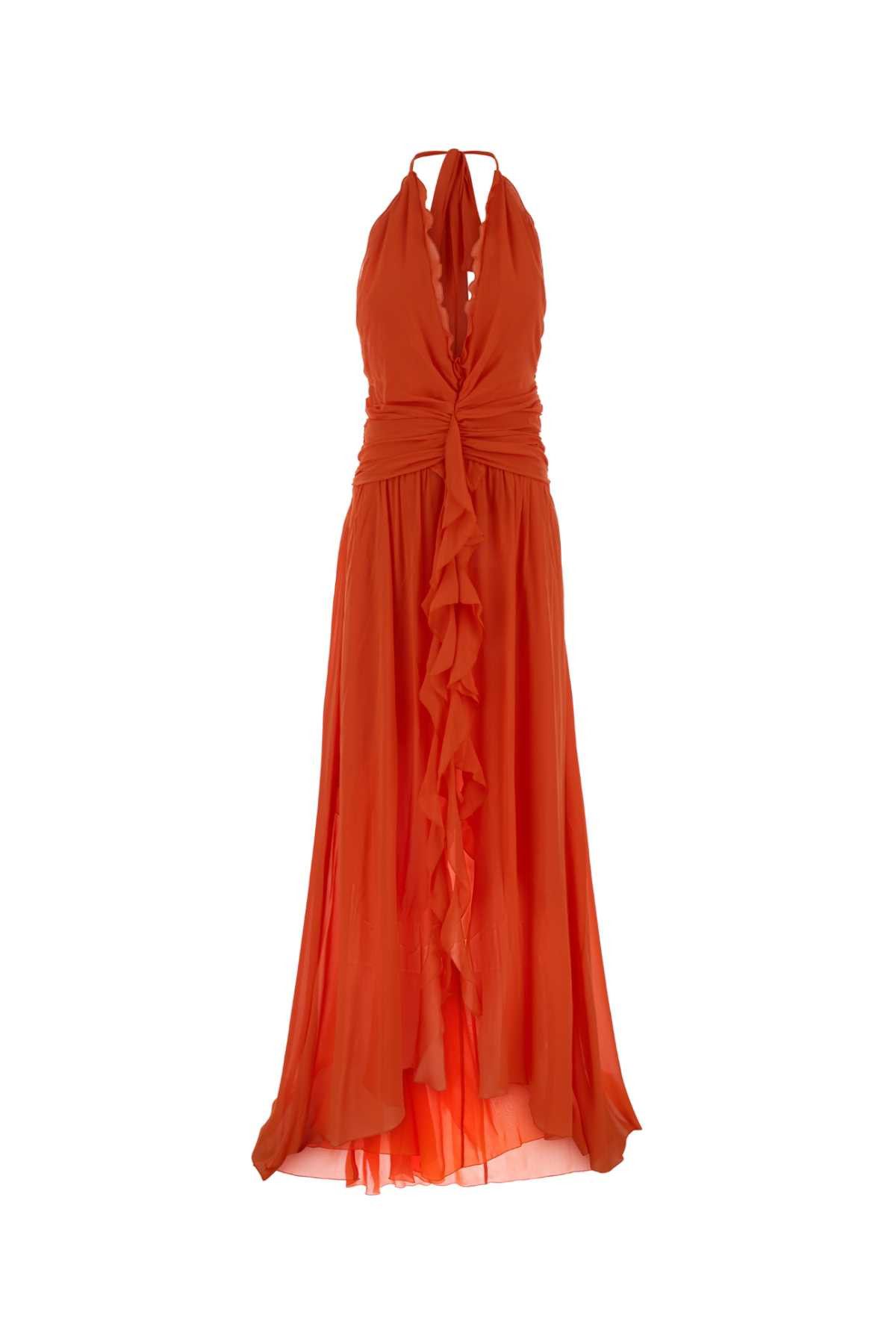 Blumarine Orange Georgette Long Dress Size S / US 4 / IT 40 - 1 Thumbnail