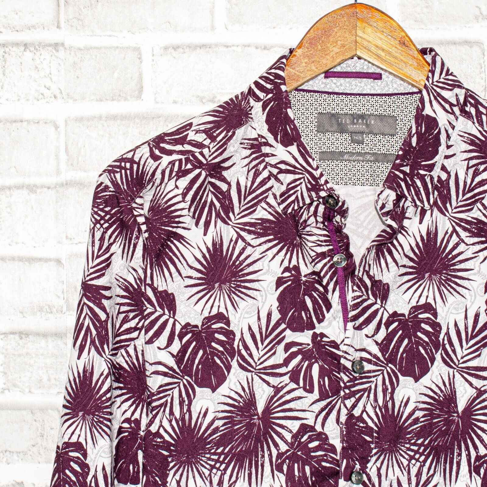 Ted Baker Ted Baker Modern Fit Button up Shirt Purple Tropical Flora Size US L / EU 52-54 / 3 - 5 Thumbnail