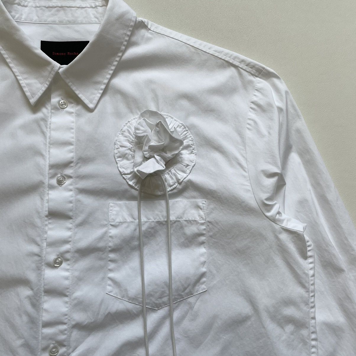 Simone Rocha White Cotton ‘3D Rosette Rose’ Shirt Size US L / EU 52-54 / 3 - 6 Thumbnail