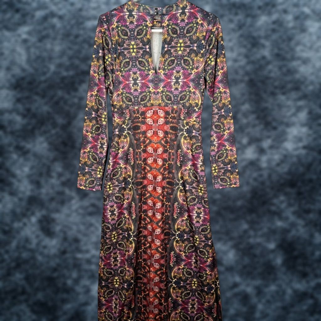 Free People Free People Maxi Dress Womens Small Paisley Multicolor Long Sleeve V-Neck Bohemian Shirt? Size S / US 4 / IT 40 - 1 Thumbnail