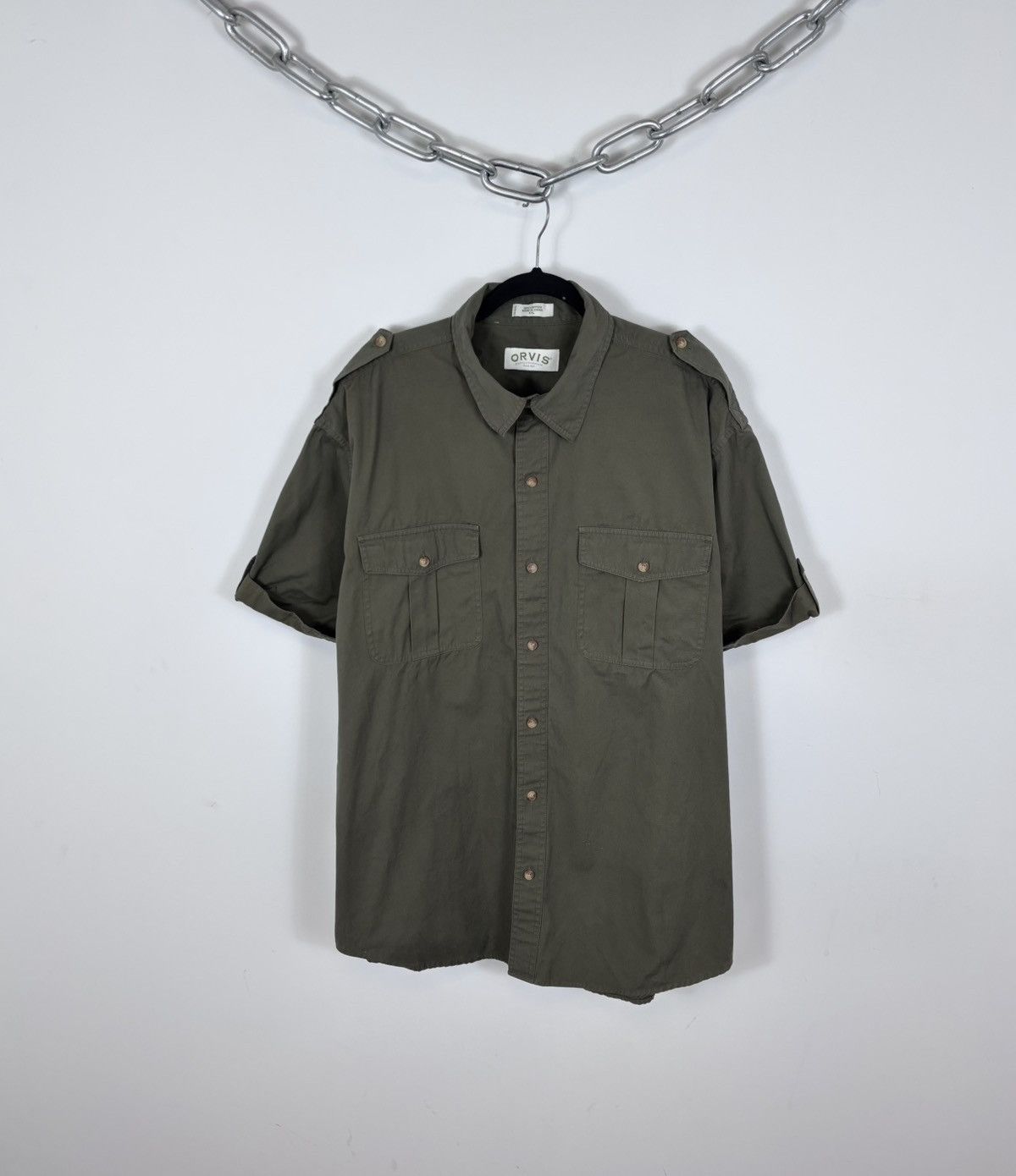 Orvis Vintage Orvis Bush Men’s Khaki Green Short Sleeve Shirt Size US XXL / EU 58 / 5 - 1 Thumbnail