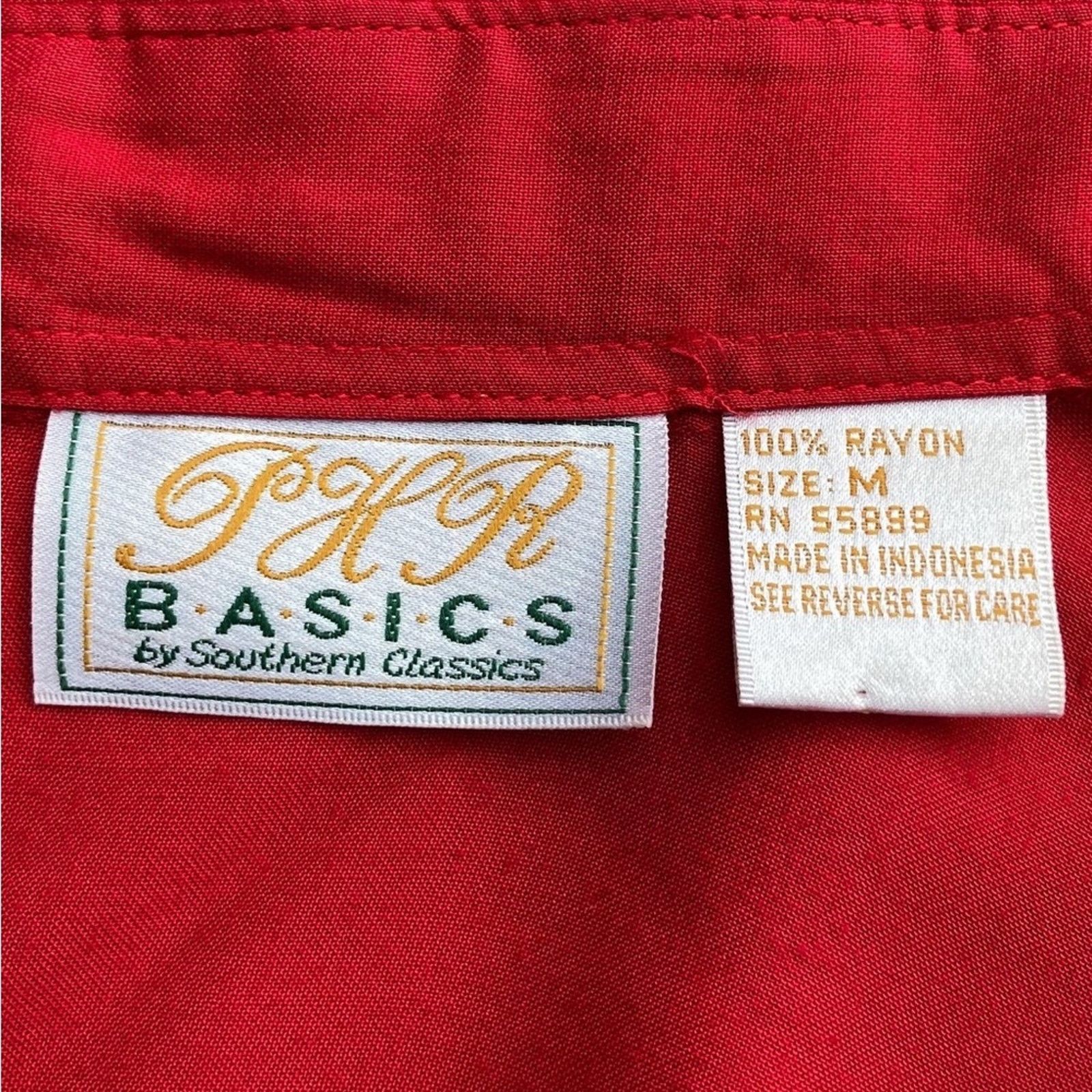 Vintage VTG Scarlet Red Blouse New Wave PRH Basics Valentines M Size M / US 6-8 / IT 42-44 - 8 Thumbnail