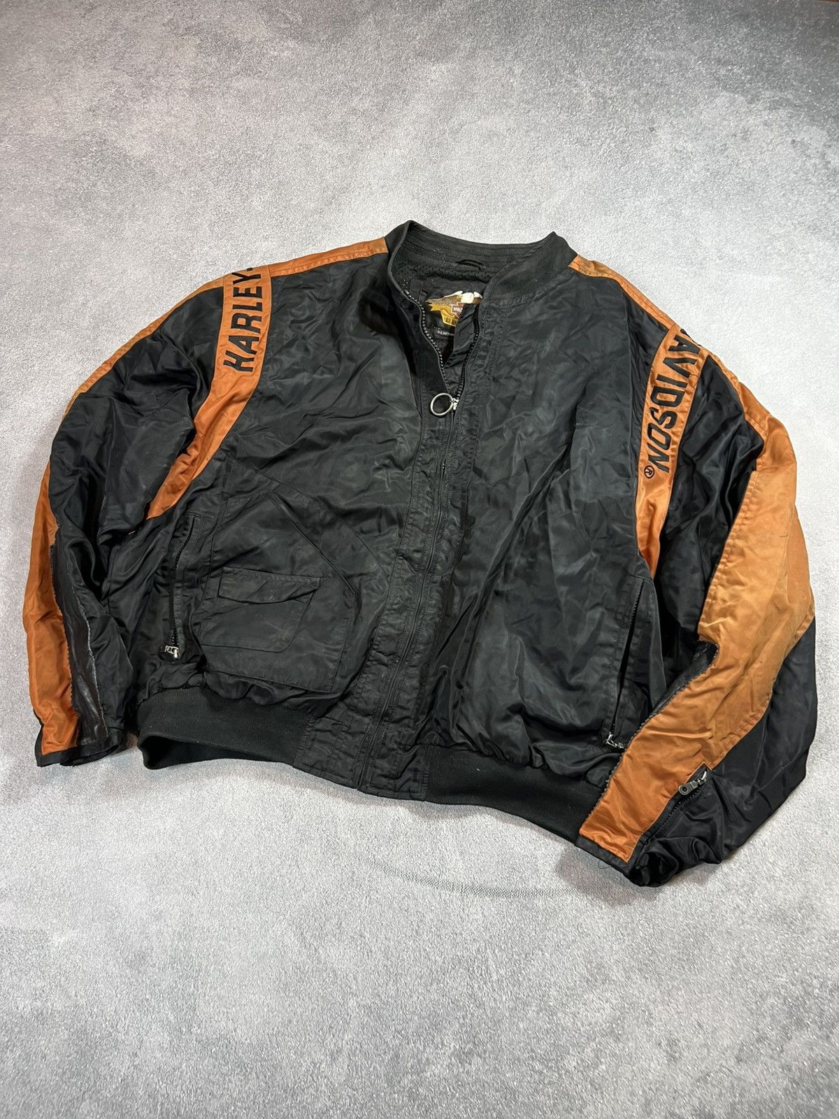Harley Davidson 🔥VINTAGE Y2K HYPE HARLEY-DAVIDSON NYLON BOMBER MENS JACKET Size US XXL / EU 58 / 5 - 5 Thumbnail