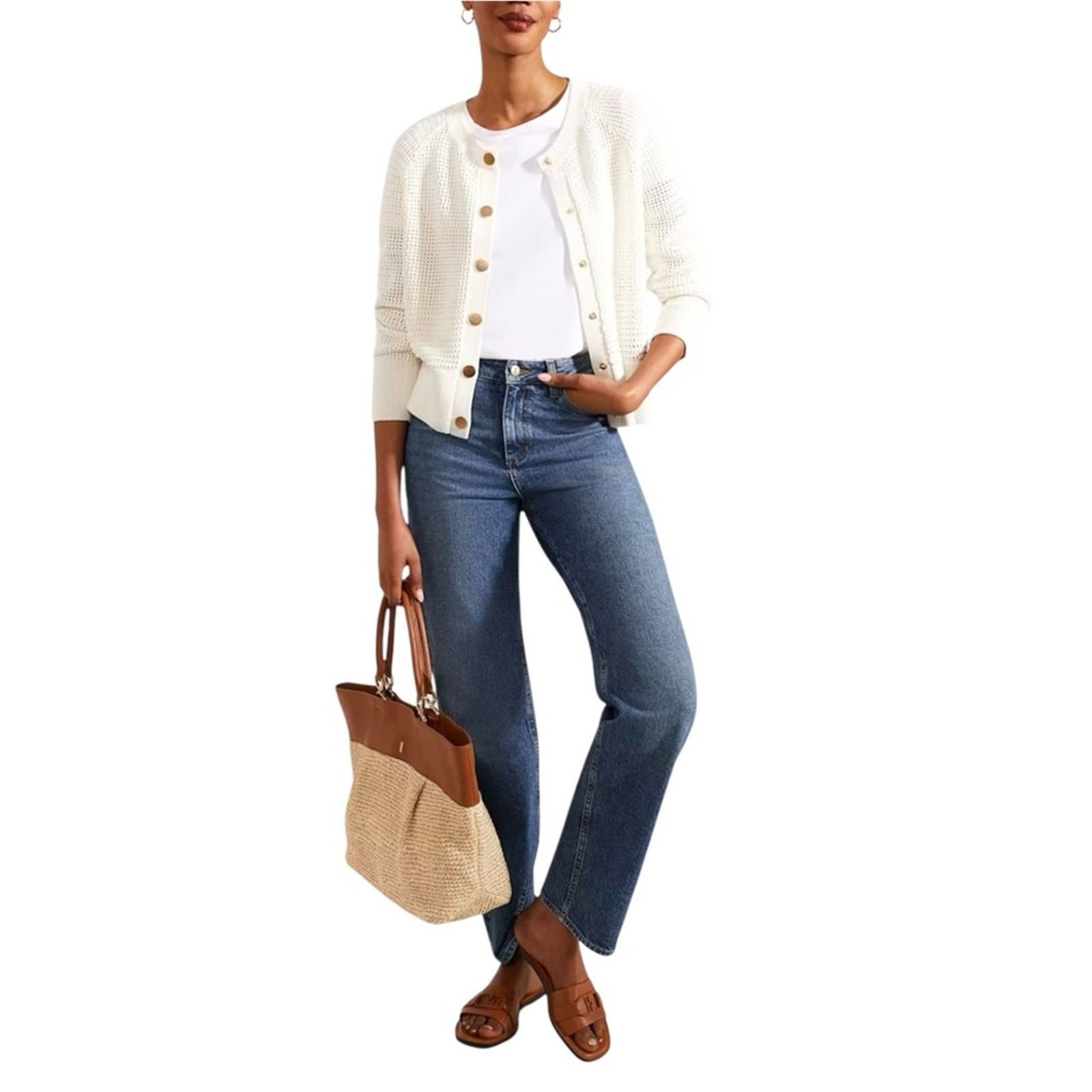 Hobbs London Hobbs London Florentina Cotton Cardigan Ivory size XS Size XS / US 0-2 / IT 36-38 - 4 Thumbnail