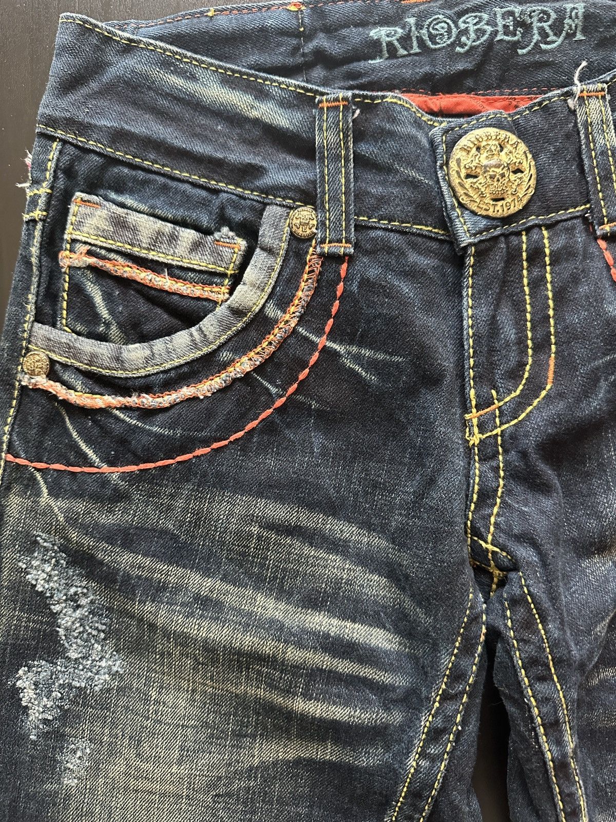 If Six Was Nine Riobera Y2K Embroidered Flared Jeans Japanese Archive Punk Size 25" / US 0 / IT 36 - 4 Thumbnail