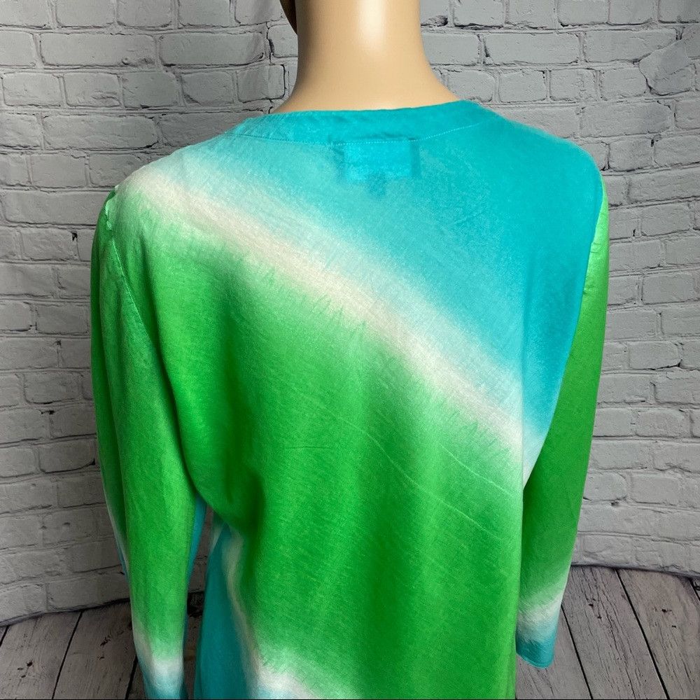 Jones New York Jones New York Cotton Tie Dye Tunic Blue Green Blouse Size Size M / US 6-8 / IT 42-44 - 5 Thumbnail