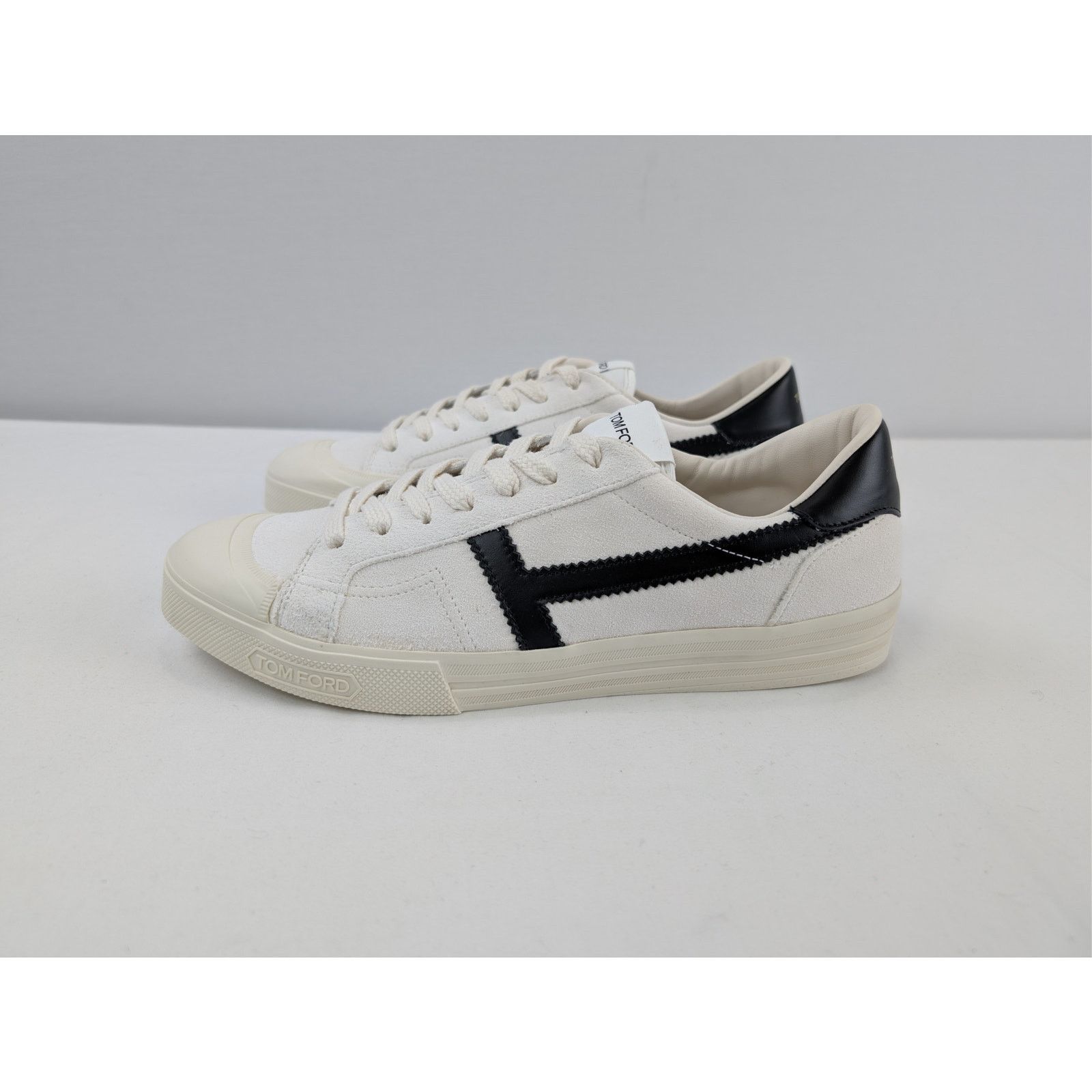 Tom Ford o1rshd1 Jarvis low-top canvas and leather sneakers in white Size US 8 / EU 41 - 10 Thumbnail