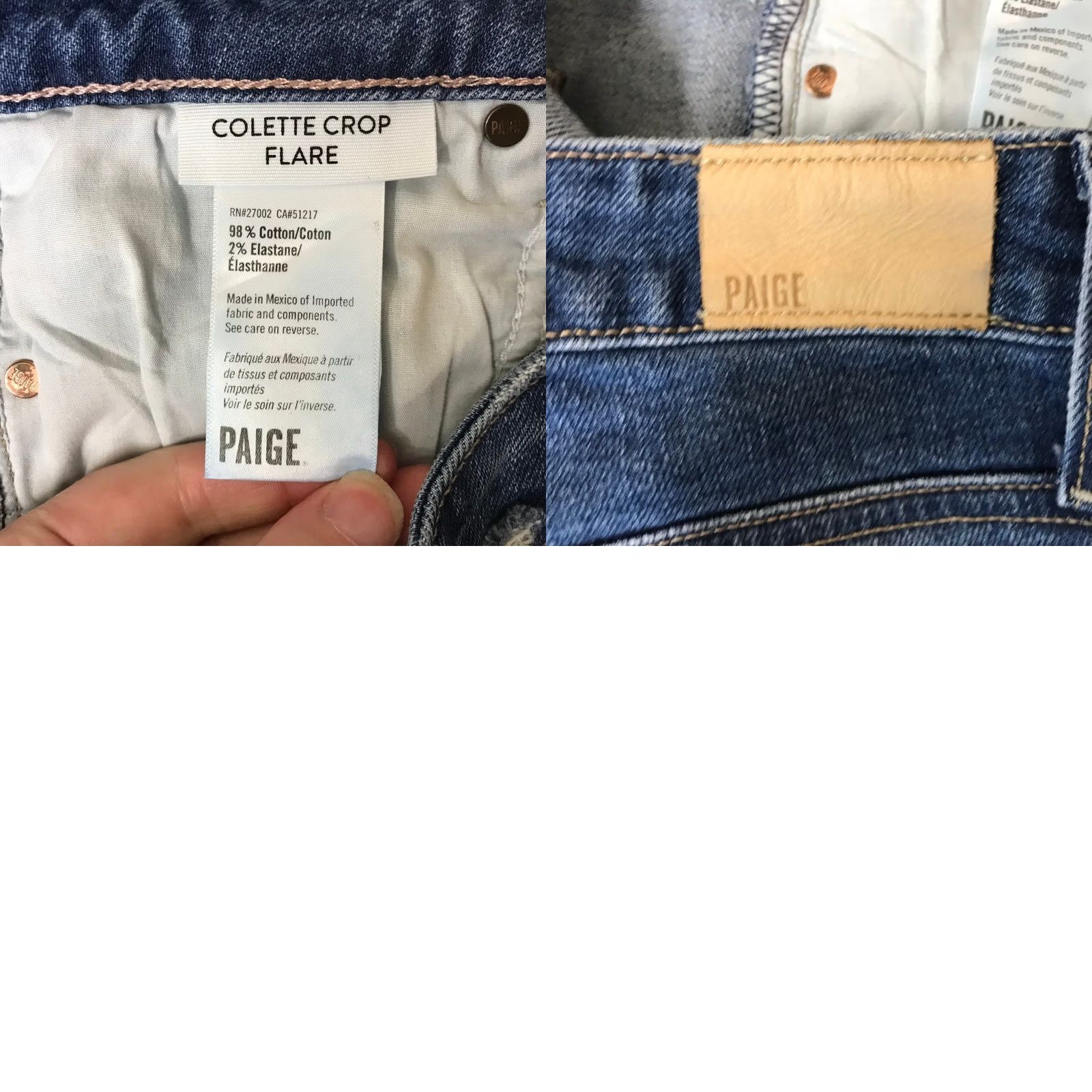 Paige PAIGE Colette Crop Flare Jeans Medium Wash Distressed Raw Hem Size 28 Size 28" / US 6 / IT 42 - 8 Thumbnail