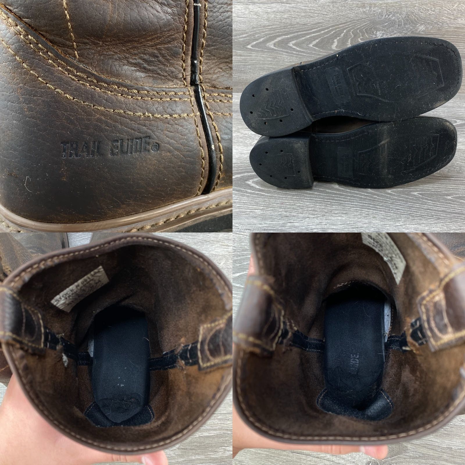 Vintage Trail Guide Dark Brown Leather Workwear Square Toe Cowboy Western Boots 8 M Mens Boot Leather Square Toe Work Boots Brown 80s Cowboy Theme Size US 8 / EU 41 - 8 Thumbnail