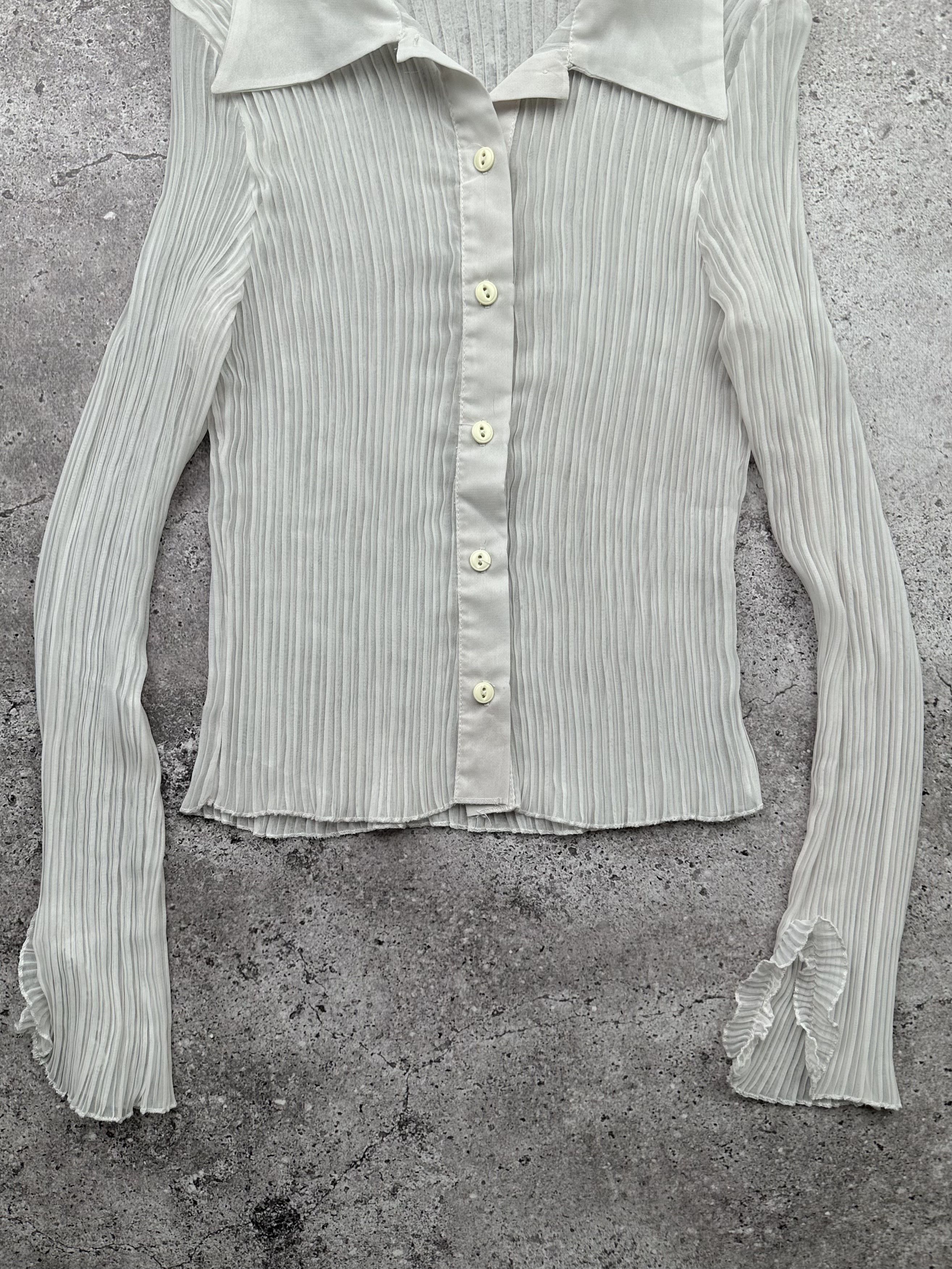 Japanese Brand Vintage Mesh Plisse Blouse C59(V362) Size XS / US 0-2 / IT 36-38 - 3 Thumbnail