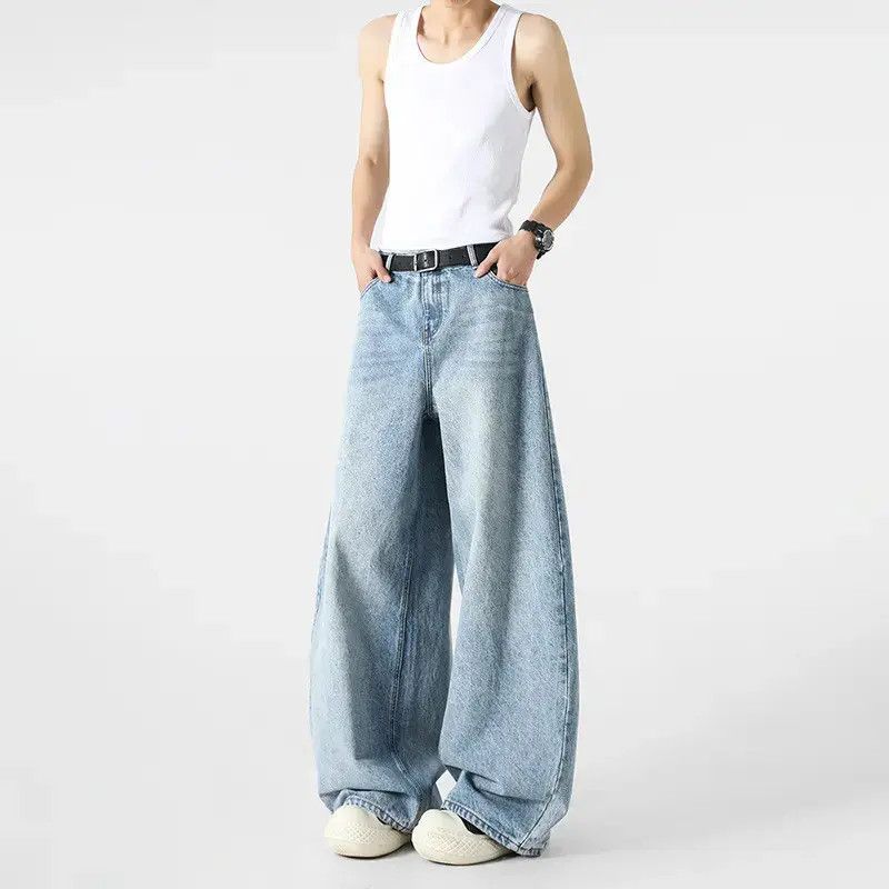 Retro loose casual wide leg slightly flared jeans