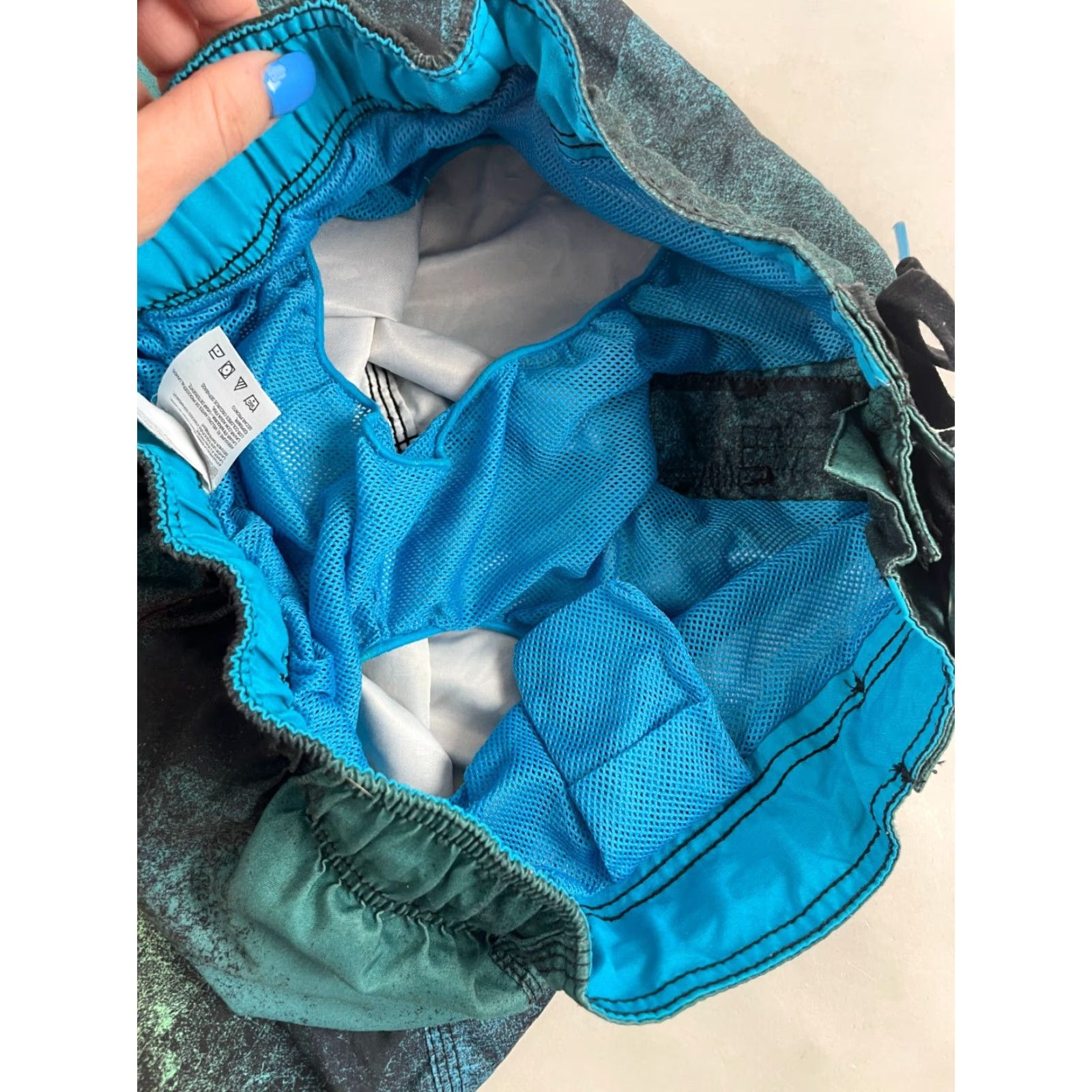 Speedo Speedo Shorts Men Bottom M Blue Green Lined Swim trunks Size US 31 - 3 Thumbnail