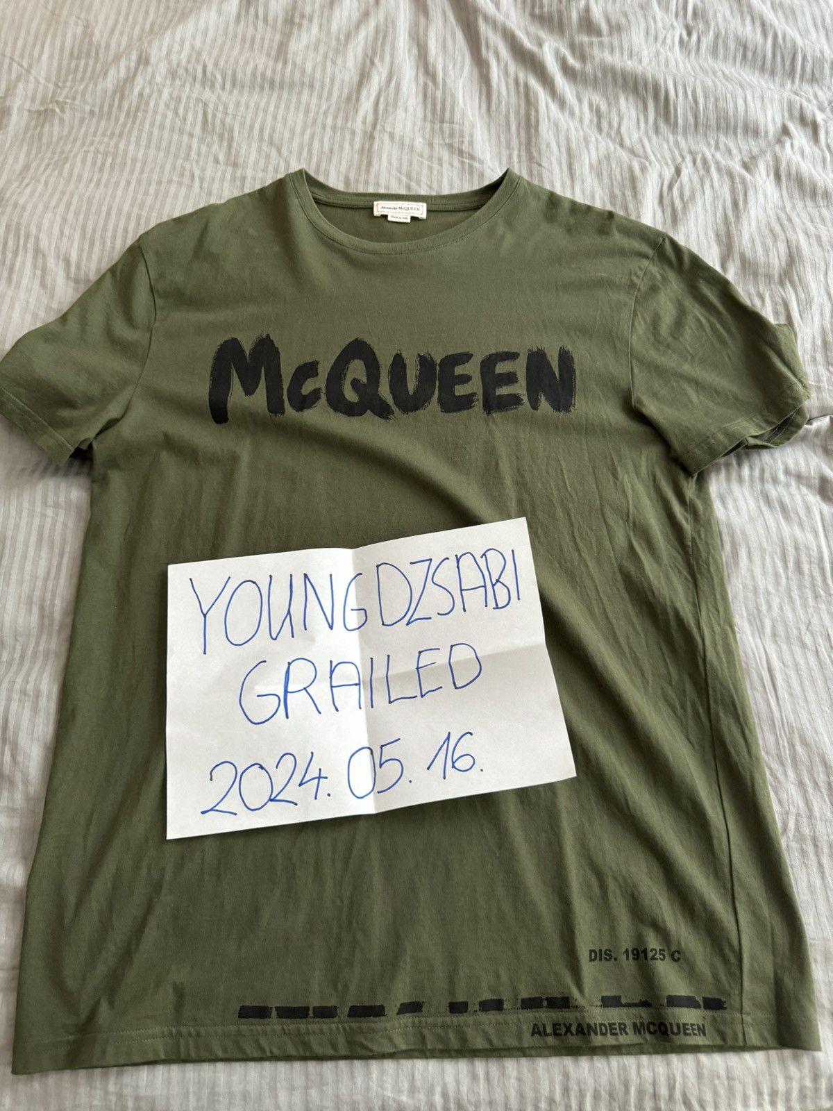 image of Alexander Mcqueen Olive-Green T-Shirt, Men's (Size XL)