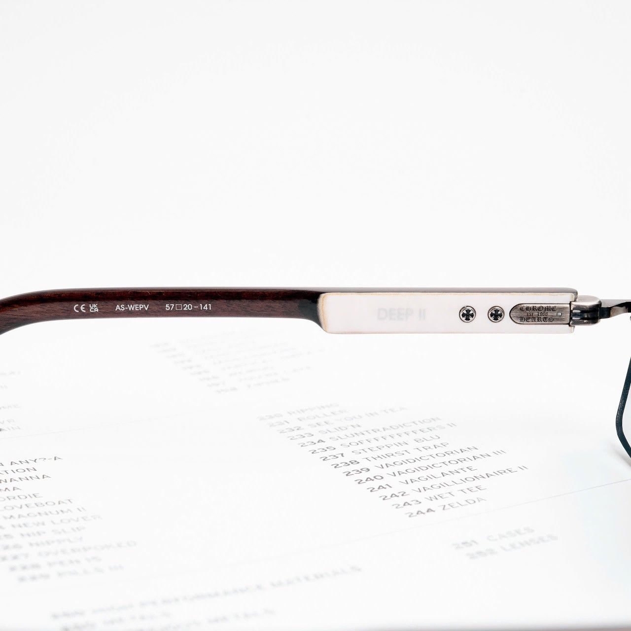 Chrome Hearts CHROME HEARTS DEEP II ANTIQUE SILVER - WHITE EBONY WOOD PIANO VARNISH SUNGLASSES Size ONE SIZE - 5 Thumbnail