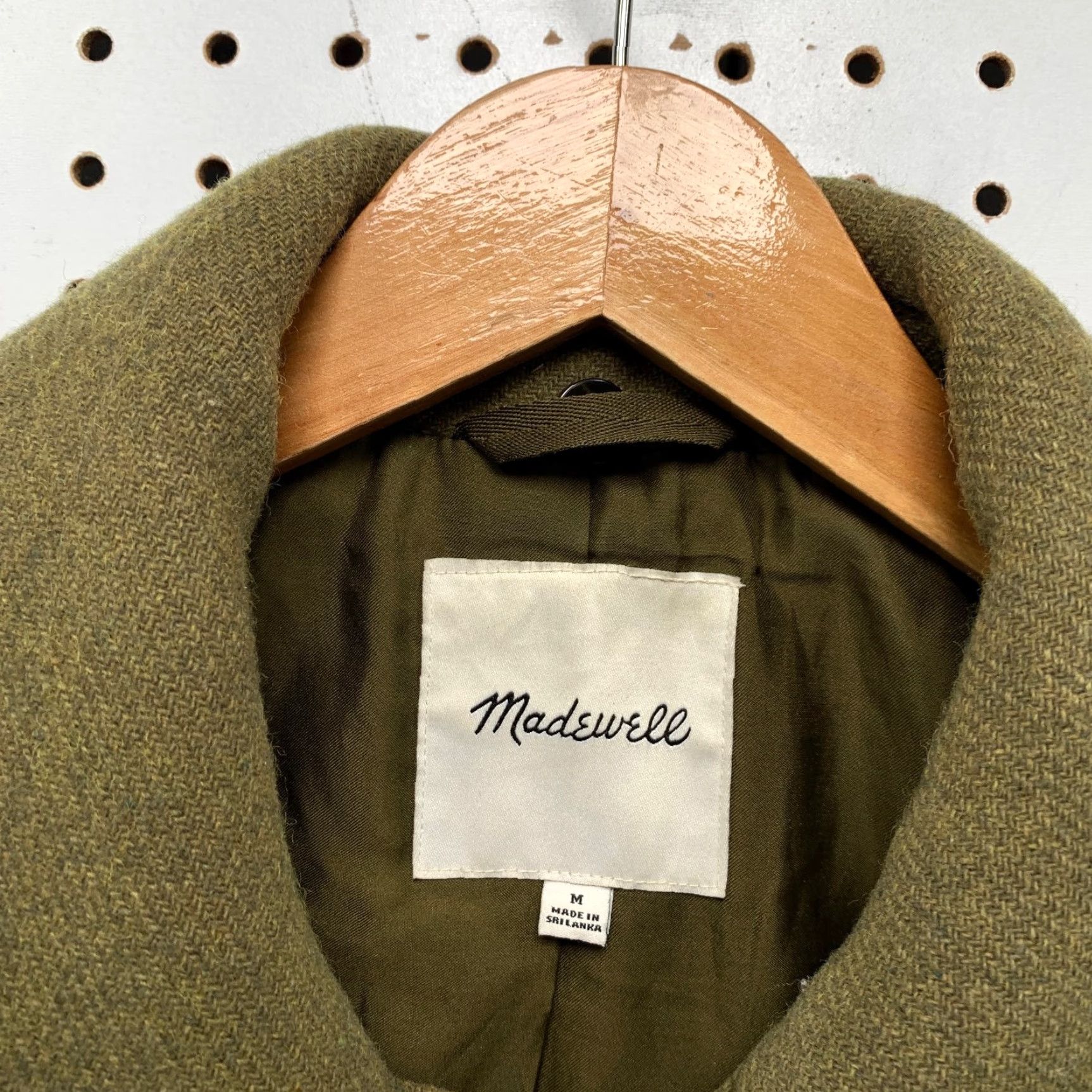 Madewell VINTAGE Madewell Wool Coat Womens Medium Olive Green Asymmetrical Zip Cashmere Blend Coat Long Wool Herringbone Green 90s Womens Size M / US 6-8 / IT 42-44 - 3 Thumbnail
