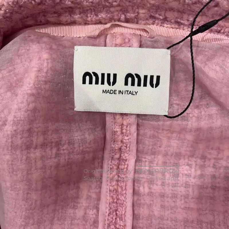 Miu Miu Miu Miu Pink Wool Striped Cropped Coat . Size M / US 6-8 / IT 42-44 - 3 Thumbnail