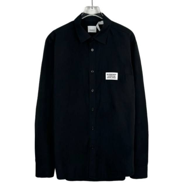 Burberry Burberry Logo Letter Collared Black Long Sleeve Shirt K26WX Size US M / EU 48-50 / 2 - 1 Thumbnail