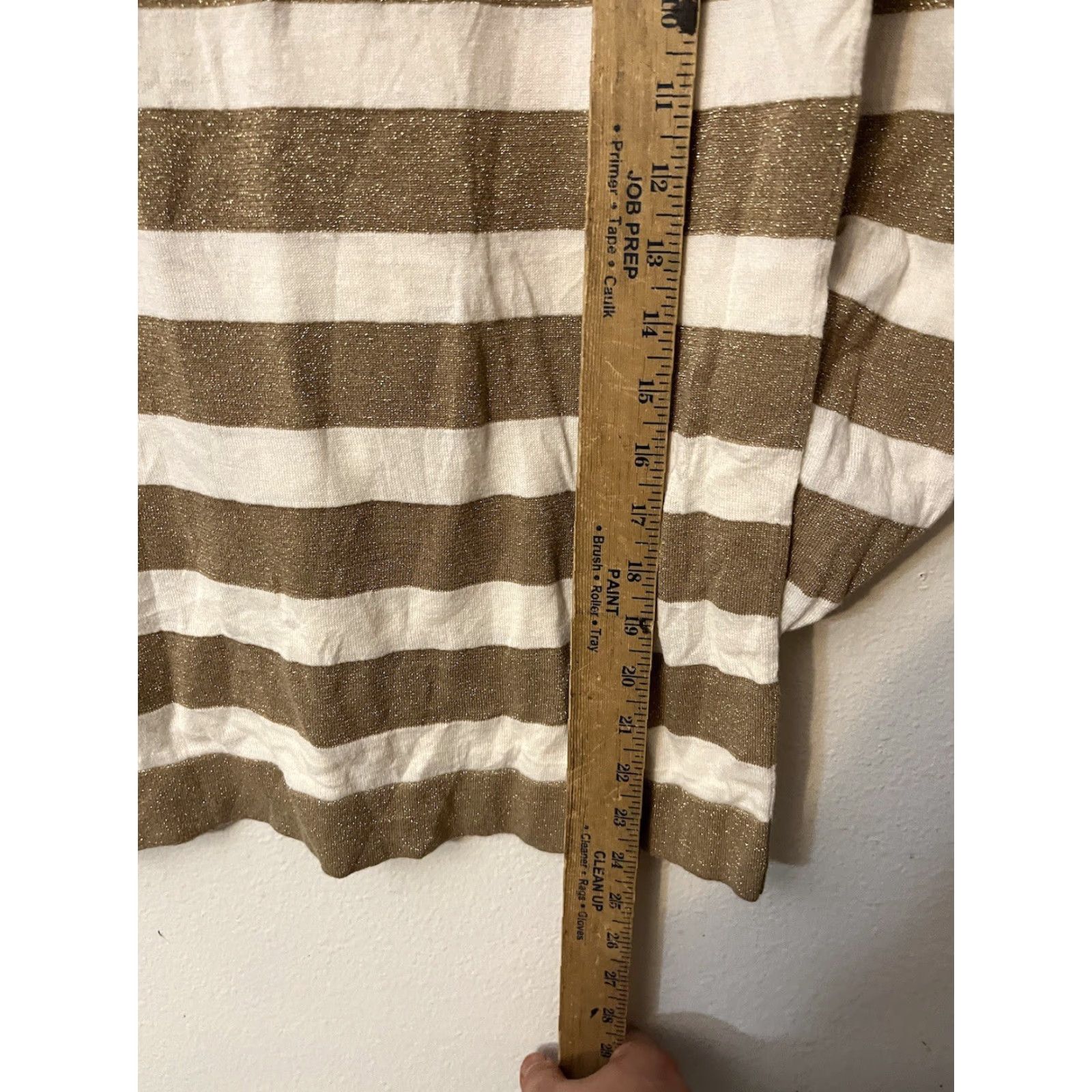 J.Crew J.CREW Women's Size Small Pullover Striped Seamo­re Gold Sparkle Boat Neck 3/4 Sleeve Sweater Style# 52449 Ladies Size S / US 4 / IT 40 - 5 Thumbnail