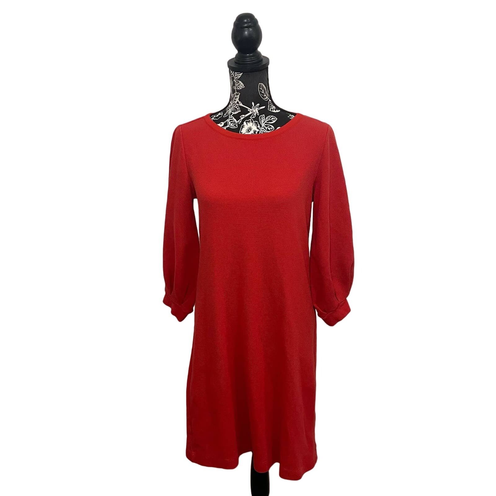 Massimo Dutti Massimo Dutti Midi Dress Waffle Knit Keyhole Orange Medium Size M / US 6-8 / IT 42-44 - 1 Thumbnail
