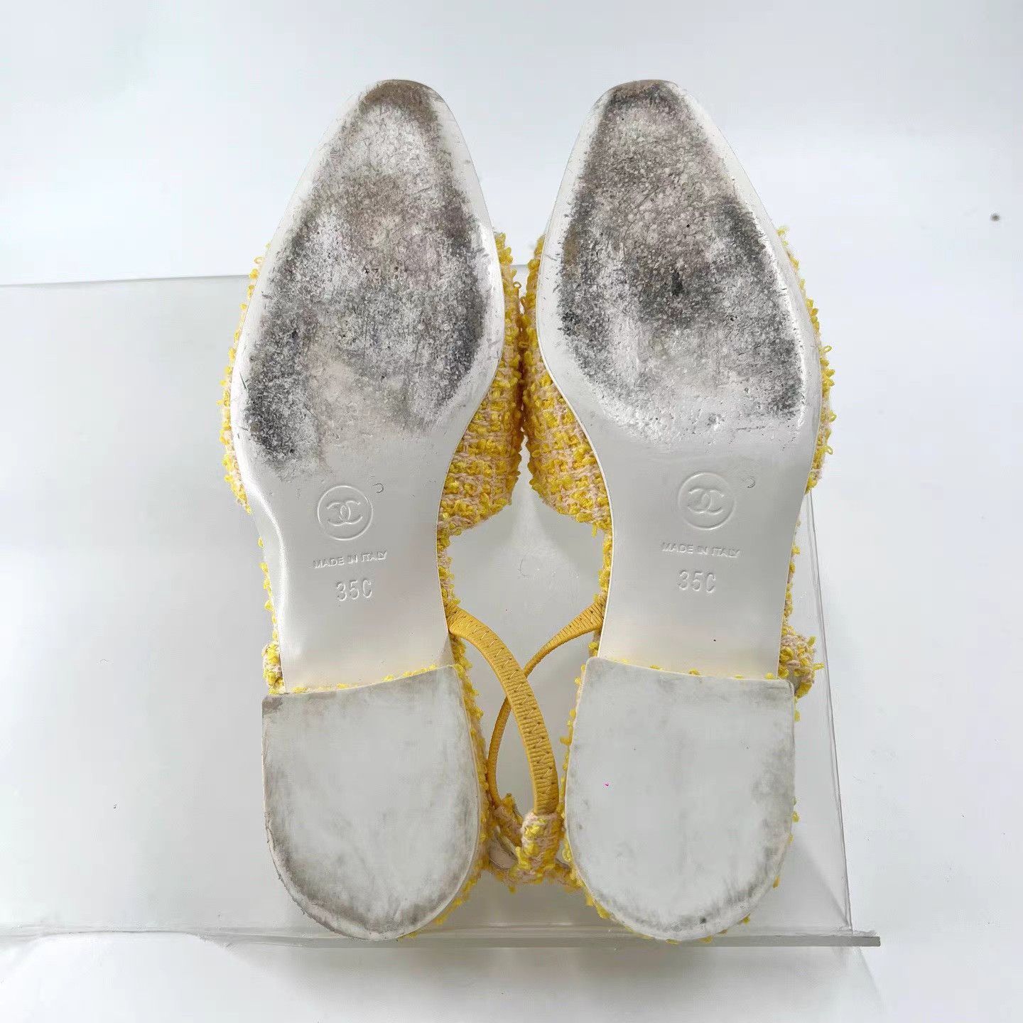 Chanel Chanel Yellow Tweed Slingback Patent Leather Flats K12 Size US 5 / IT 35 - 8 Thumbnail