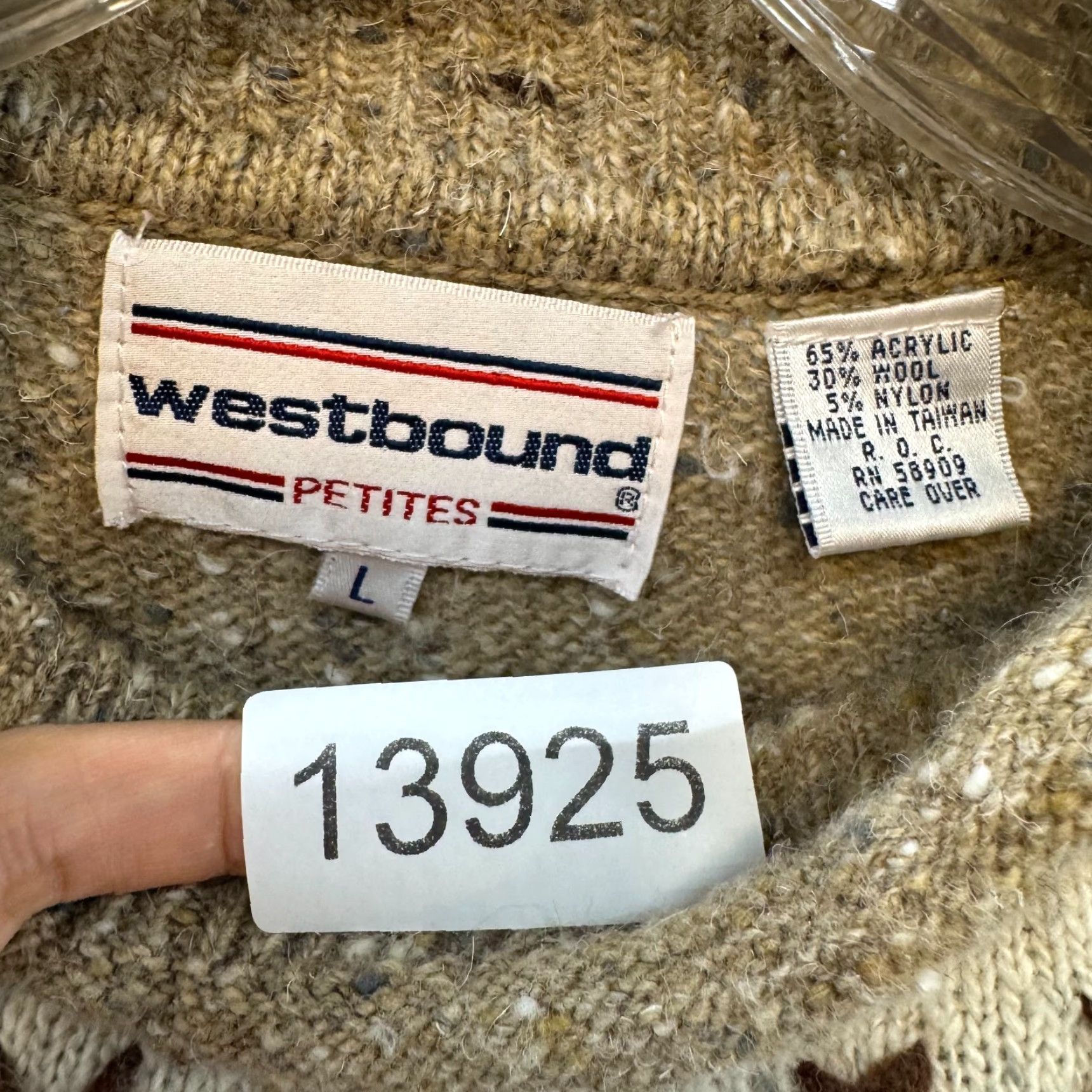 Vintage VINTAGE Sweater Petite Large Tan Turtleneck Rolled Mock Neck Fringe Southwestern Wool Blend Boho 1990s Beige PL Mens? Size L / US 10 / IT 46 - 7 Thumbnail