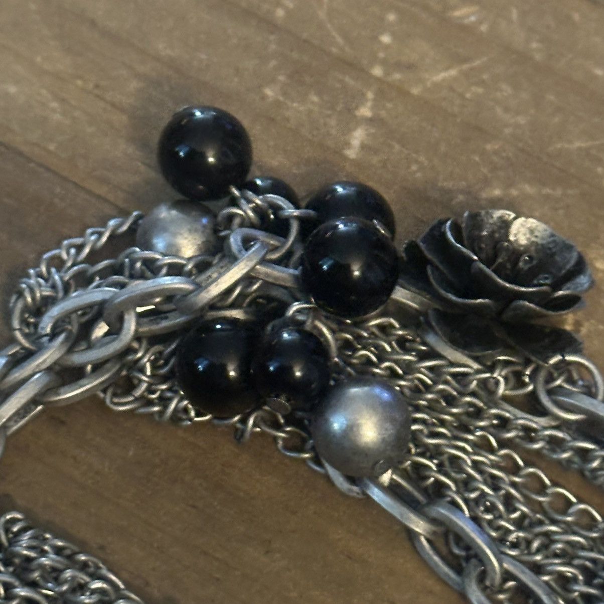 Other Multi strand silver tone roses and beads Y necklace Size ONE SIZE - 5 Thumbnail