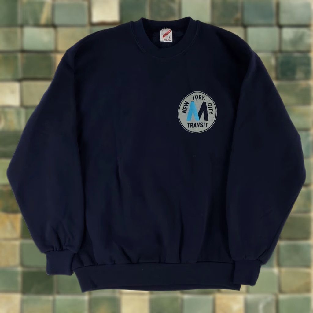 Jerzees VINTAGE Jerzees Sweatshirt NYC Made USA 90s Transit Blue Mens L Shirt Size US L / EU 52-54 / 3 - 1 Thumbnail