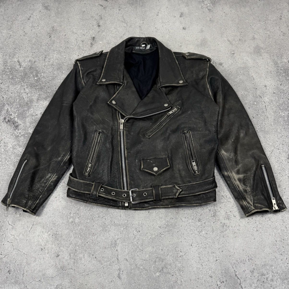 Vintage Vintage 90s Faded Distressed Genuine Leather Biker Jacket Size US M / EU 48-50 / 2 - 5 Thumbnail