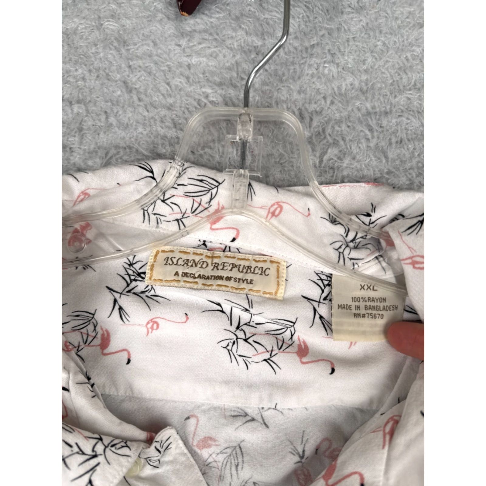 Gloverall VINTAGE Island Republic Shirt Men 2XL White Flamingo All Over Print Button Up Rayon Size US XXL / EU 58 / 5 - 6 Thumbnail