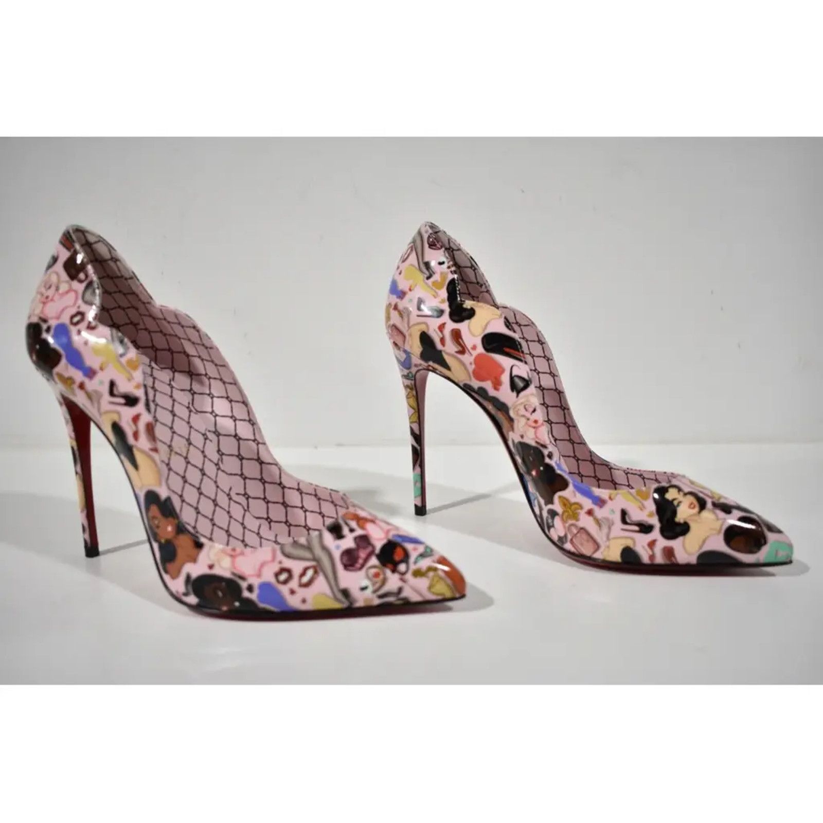 Christian Louboutin Hot Chick 100 Pink Patent Leather Bored Red Heel Pump 39 Size US 9 / IT 39 - 4 Thumbnail