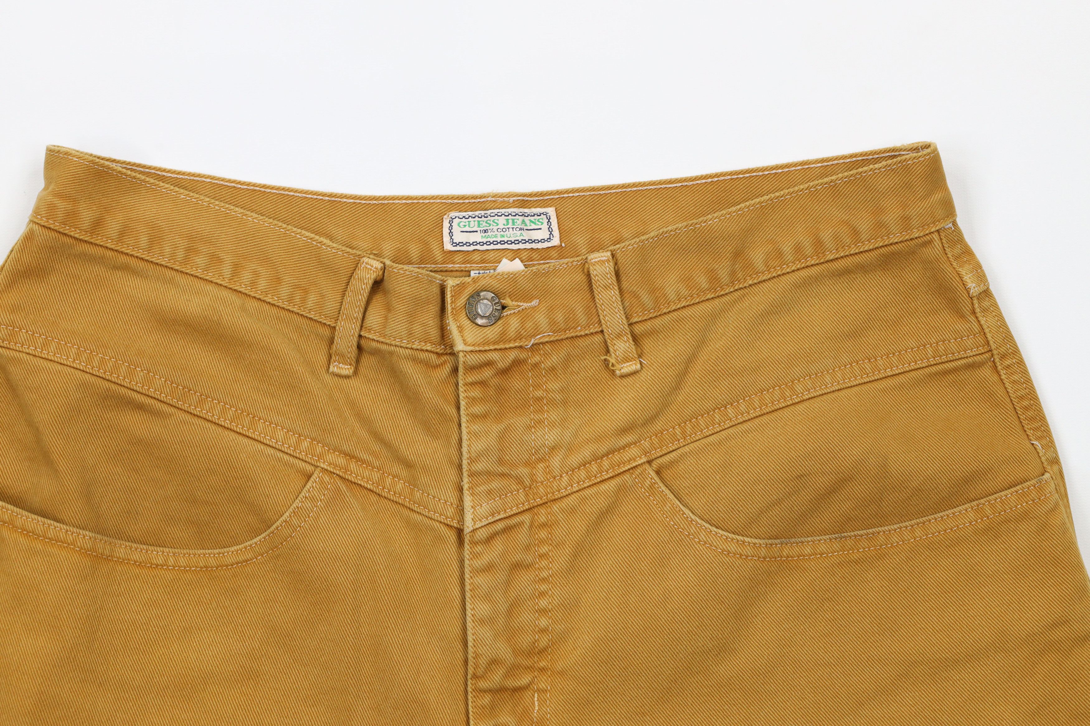 Guess × Vintage Vintage 90s Guess Denim Jean Shorts Jorts Wheat Brown USA Size US 34 / EU 50 - 2 Thumbnail