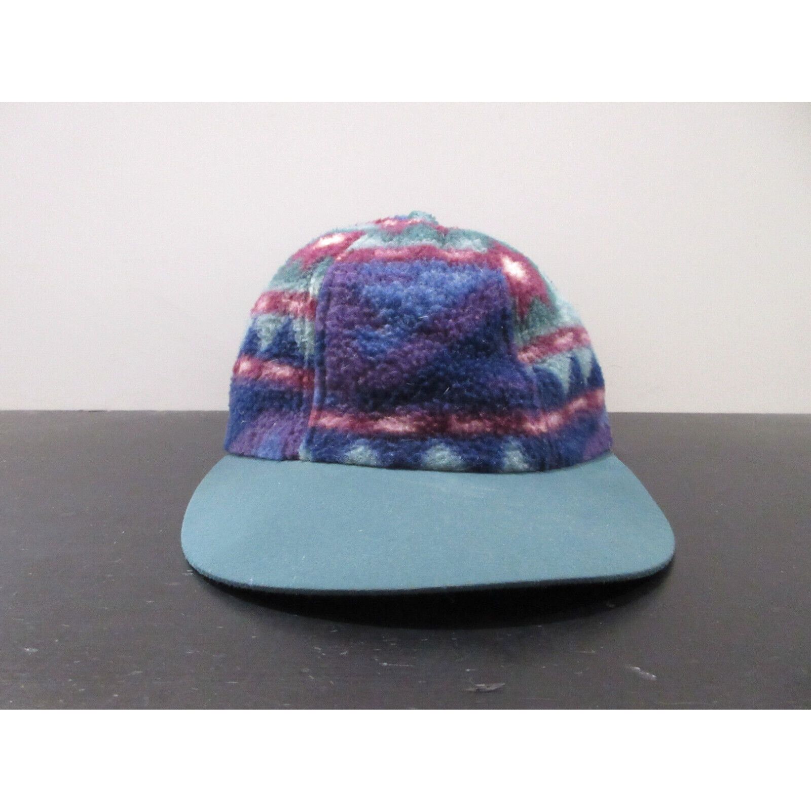 image of Vintage Columbia Hat Cap Fitted Adult Medium Blue Green Aztec Fleece Outdoor Men in White