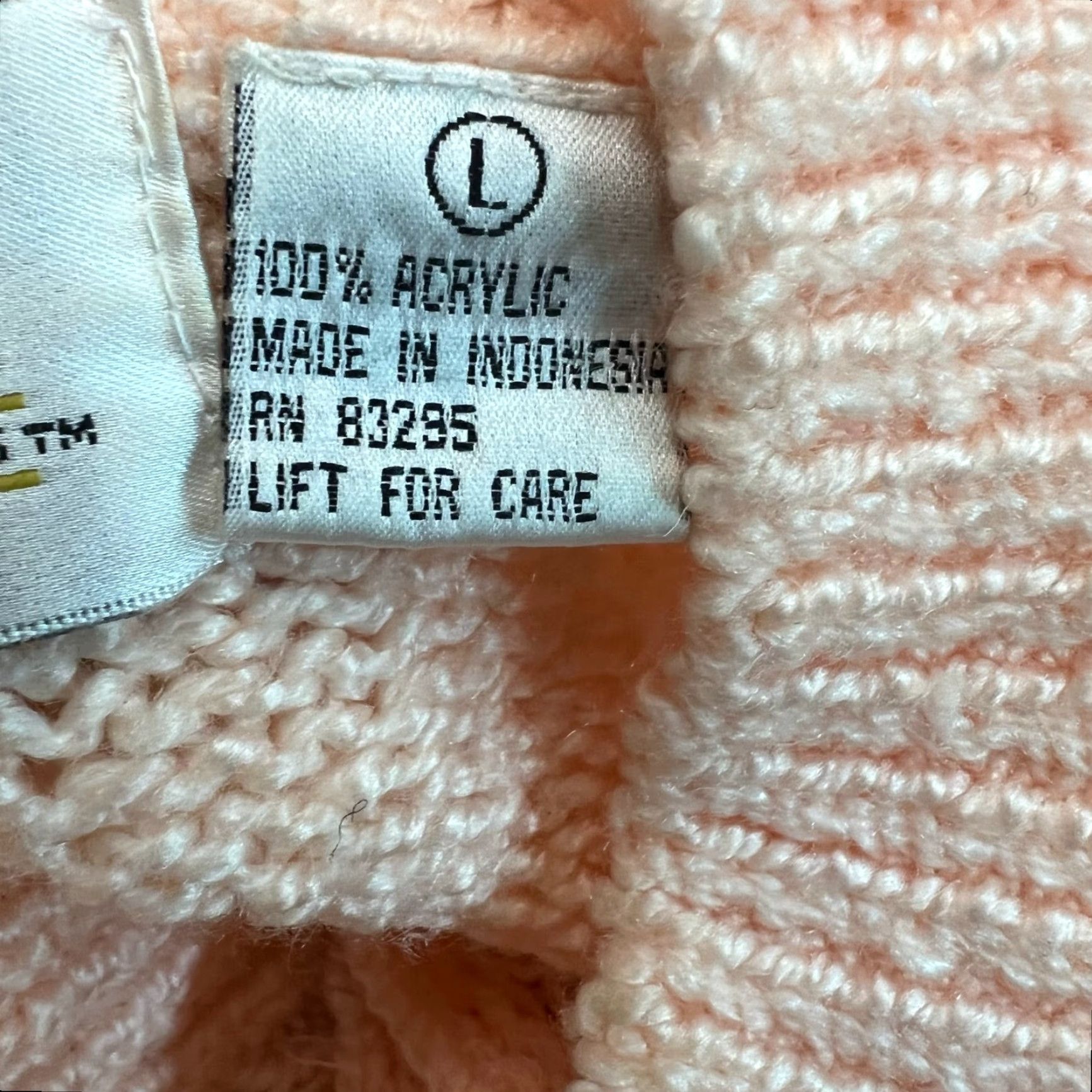 Vintage Sterling Harris Womens Button High Neck Peach Cable Knit Sweater L Size L / US 10 / IT 46 - 5 Thumbnail